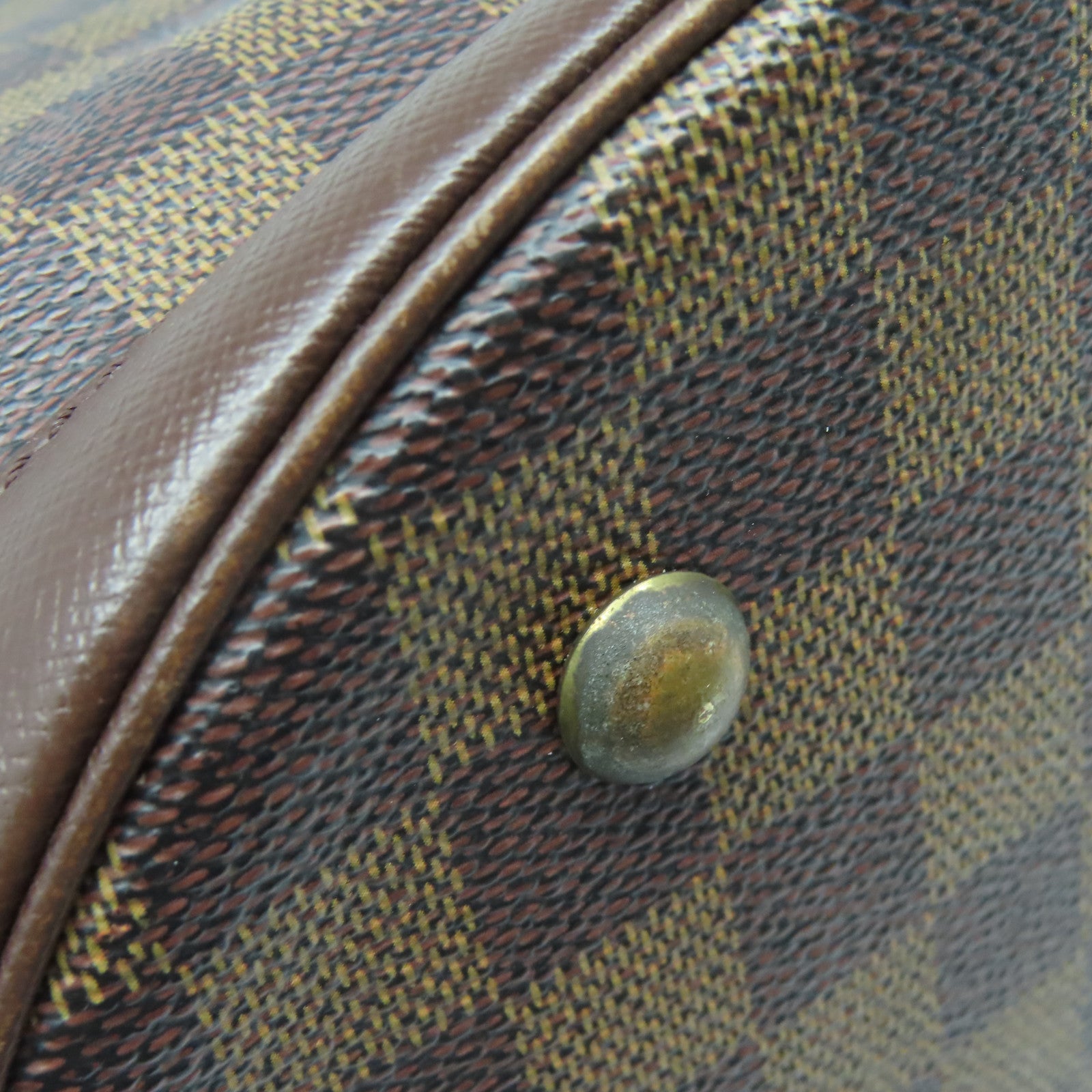 LOUIS VUITTON Damier Marais金扣手挽袋棕色
