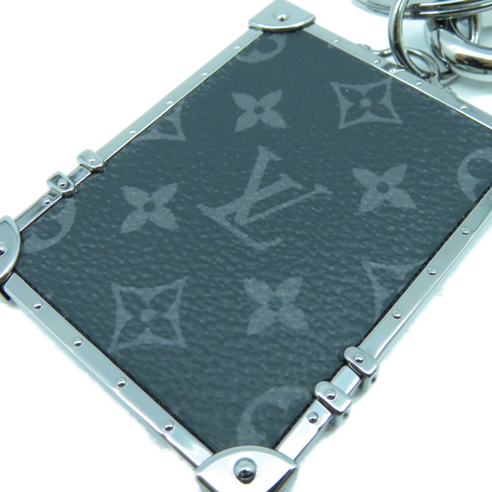 LOUIS VUITTON 金屬/Monogram Eclipse Mini Trunk Bag Charm/Key Holder銀扣鑰匙圈黑色