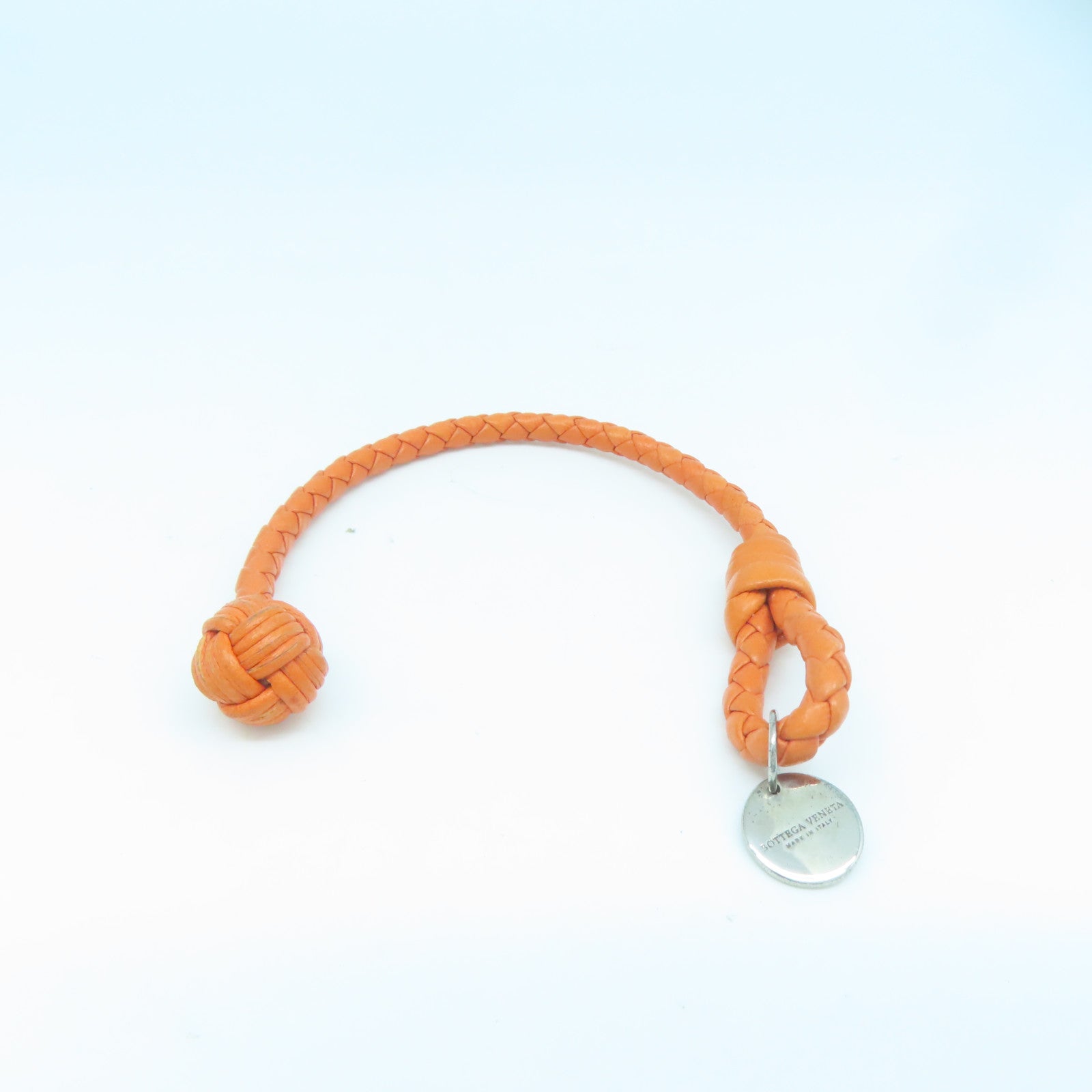 BOTTEGA VENETA 羊皮皮革/925純銀Bracelet銀扣手鏈橙色