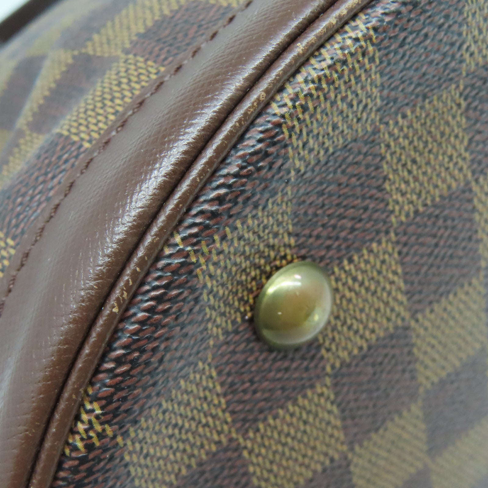 LOUIS VUITTON Damier Marais金扣手挽袋棕色