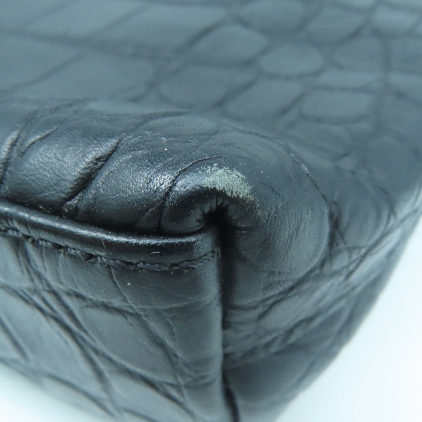 MCM 牛皮皮革Shoulder Bag銀扣肩背袋黑色