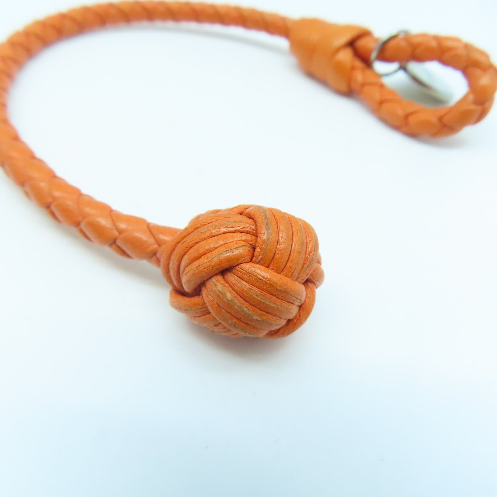 BOTTEGA VENETA 羊皮皮革/925純銀Bracelet銀扣手鏈橙色
