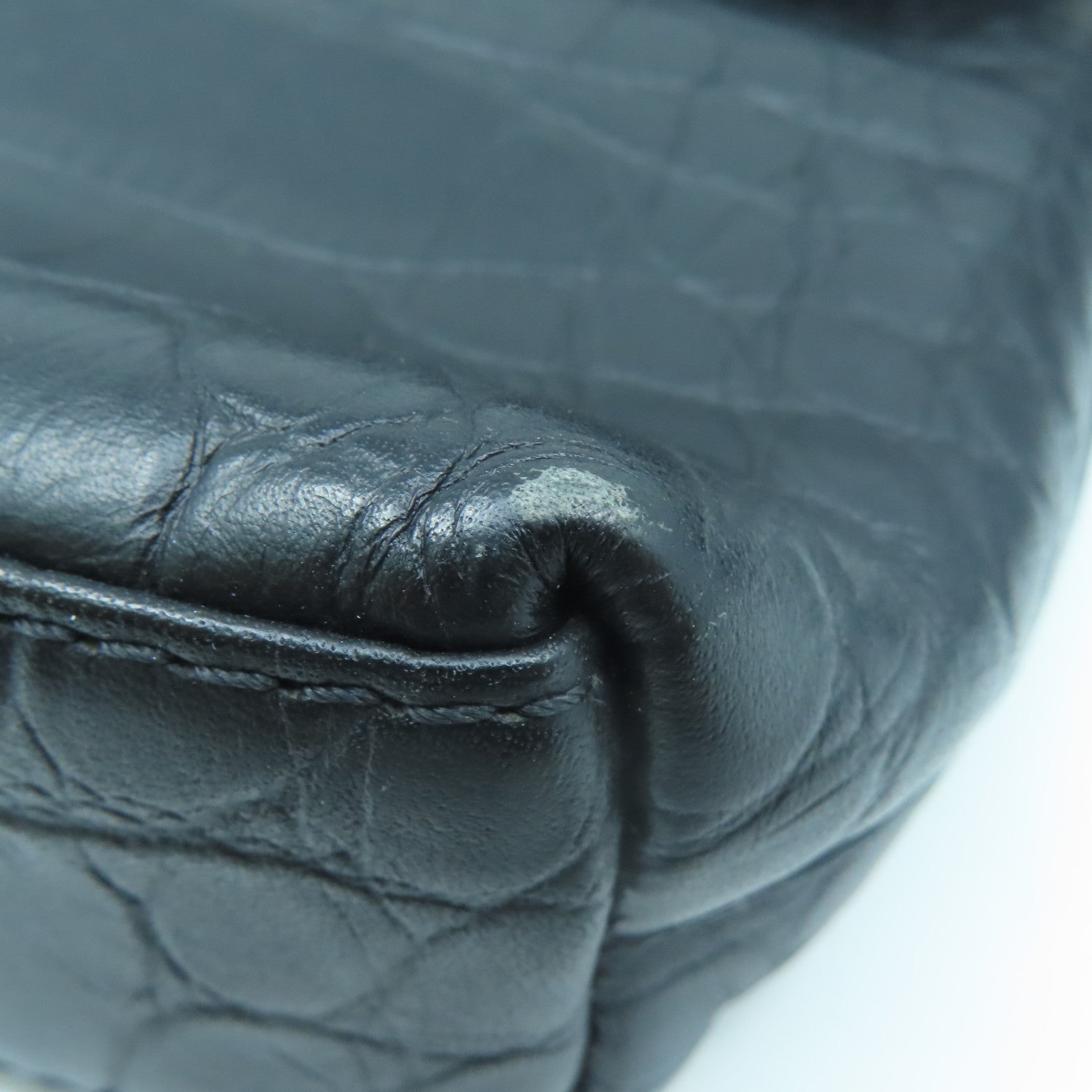 MCM 牛皮皮革Shoulder Bag銀扣肩背袋黑色