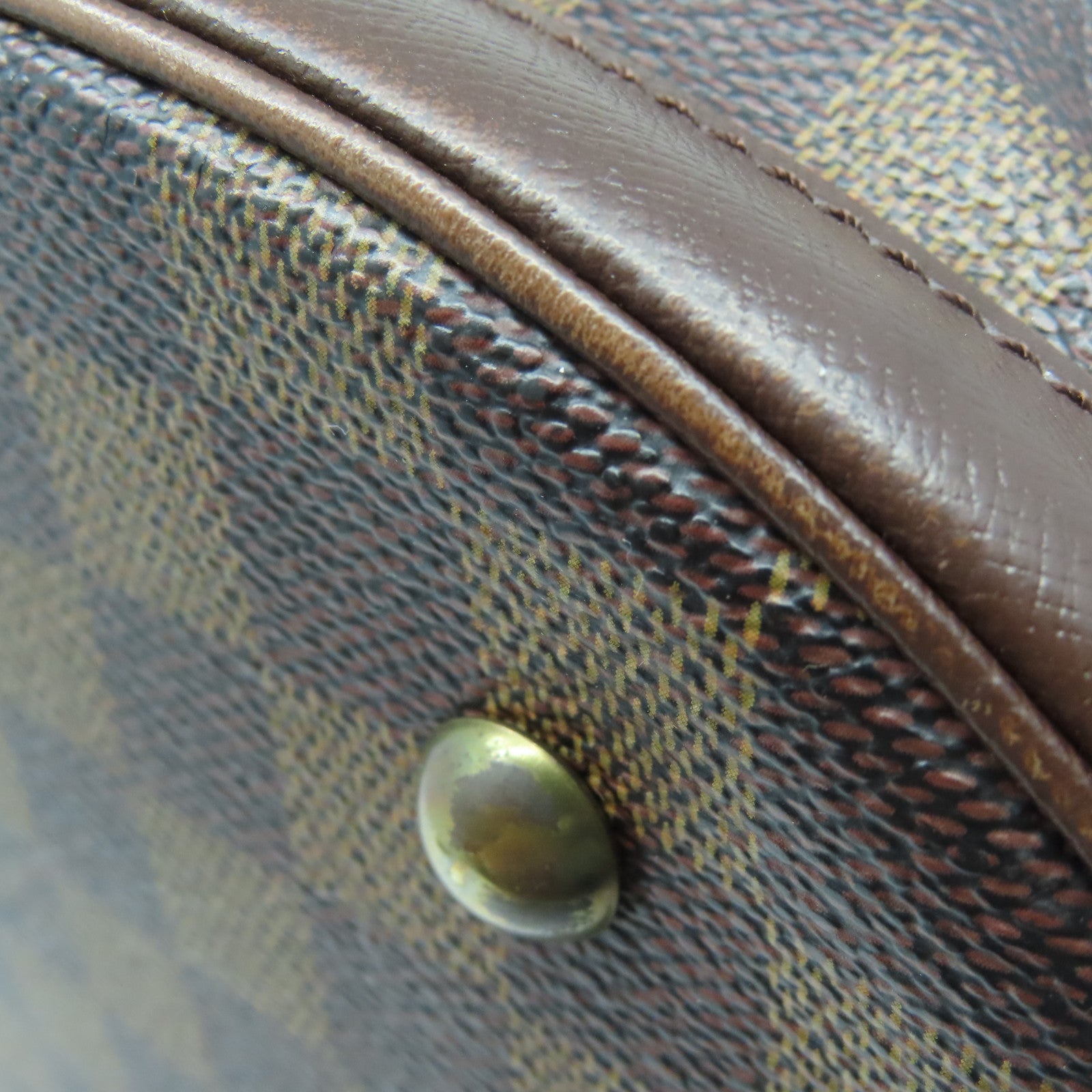 LOUIS VUITTON Damier Marais金扣手挽袋棕色