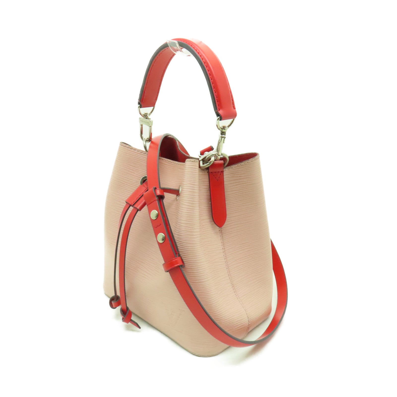 LOUIS VUITTON Epi NeoNoe BB銀扣手挽肩背兩用袋粉紅色/紅色