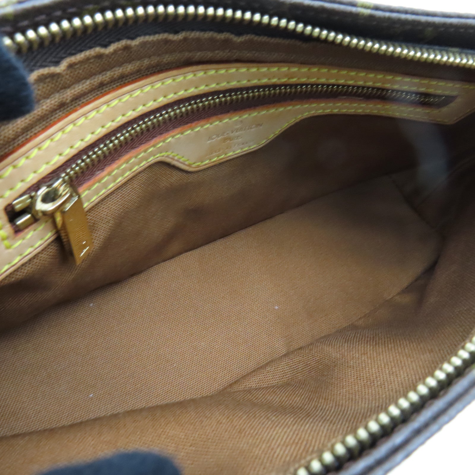 LOUIS VUITTON Monogram Trotteur Gold Buckle Shoulder Bag Brown