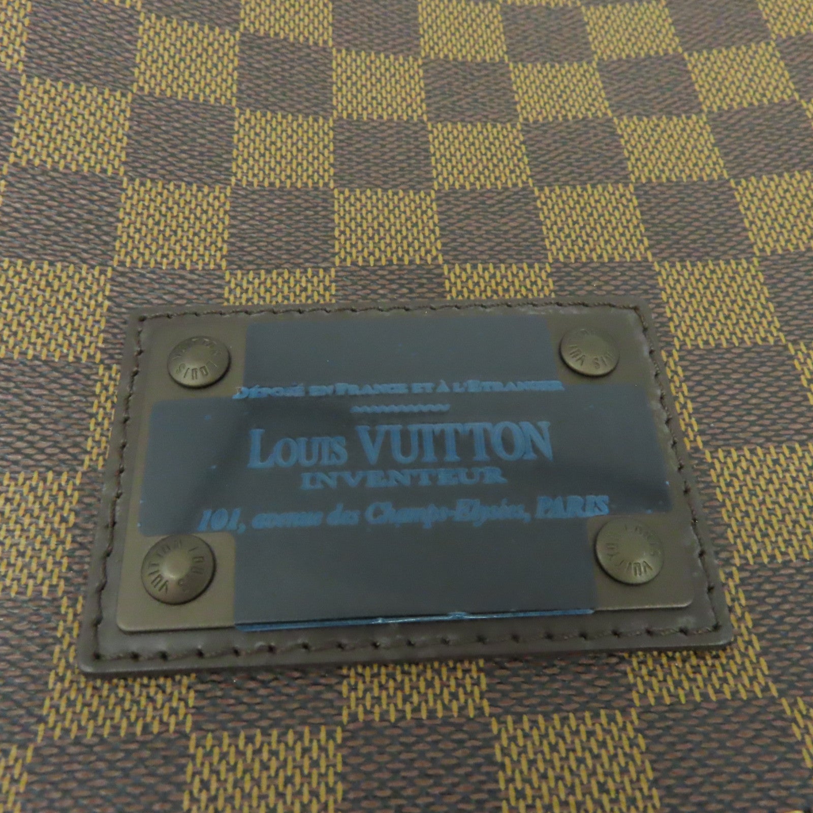 LOUIS VUITTON Damier Brooklyn MM金扣肩背袋啡色