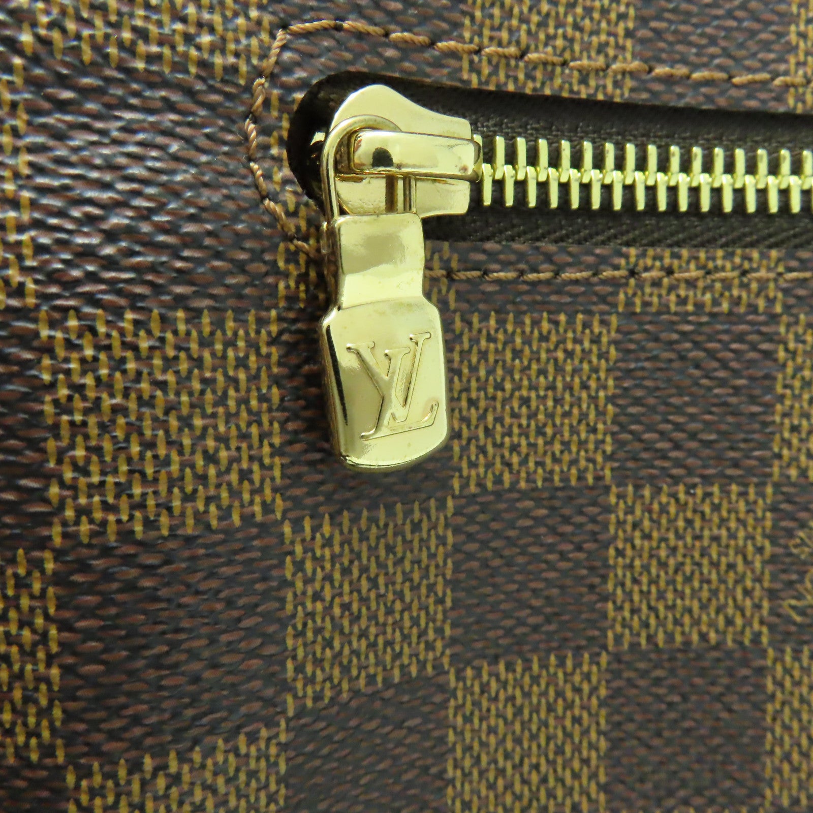LOUIS VUITTON Damier Brooklyn MM金扣肩背袋啡色