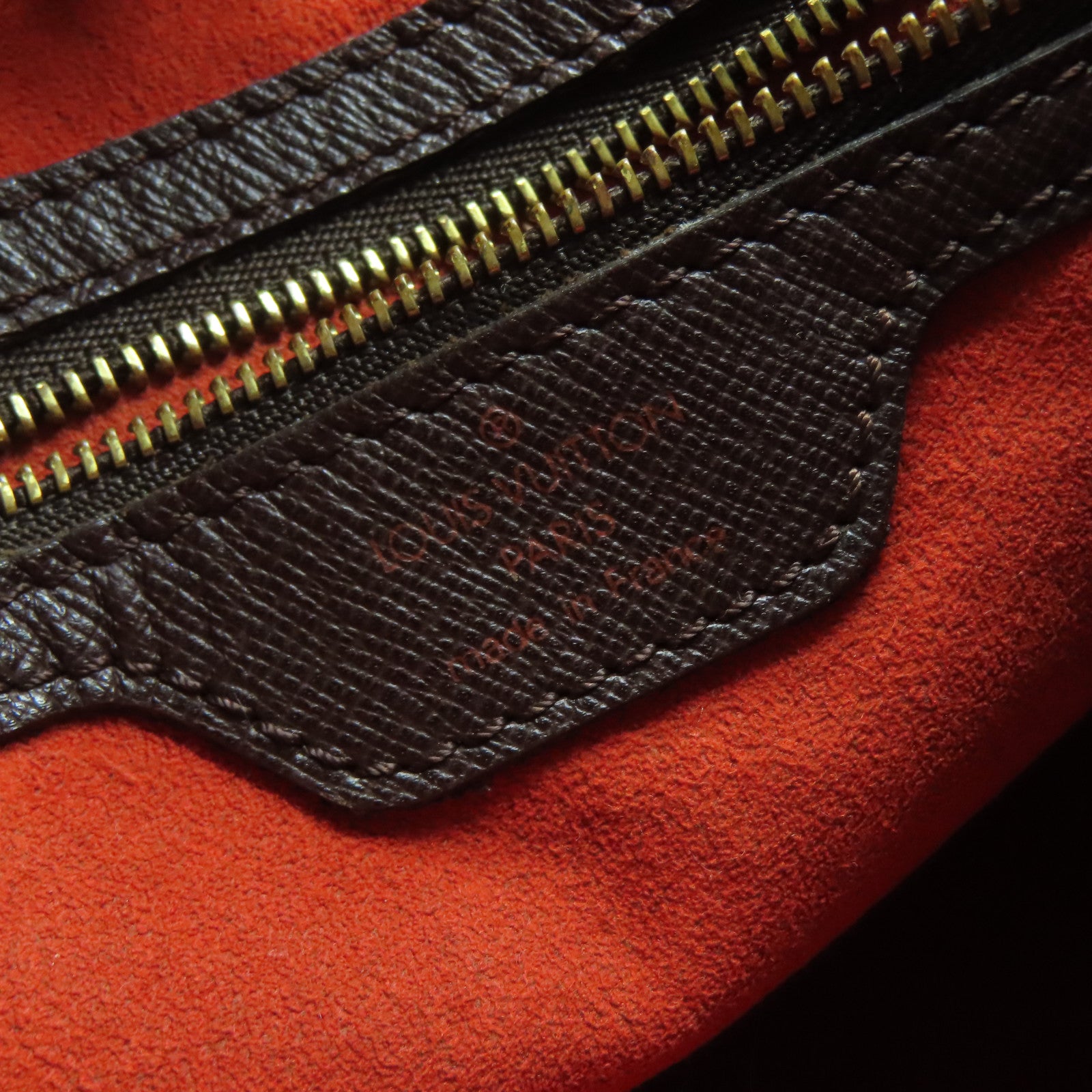 LOUIS VUITTON Damier Marais金扣手挽袋棕色