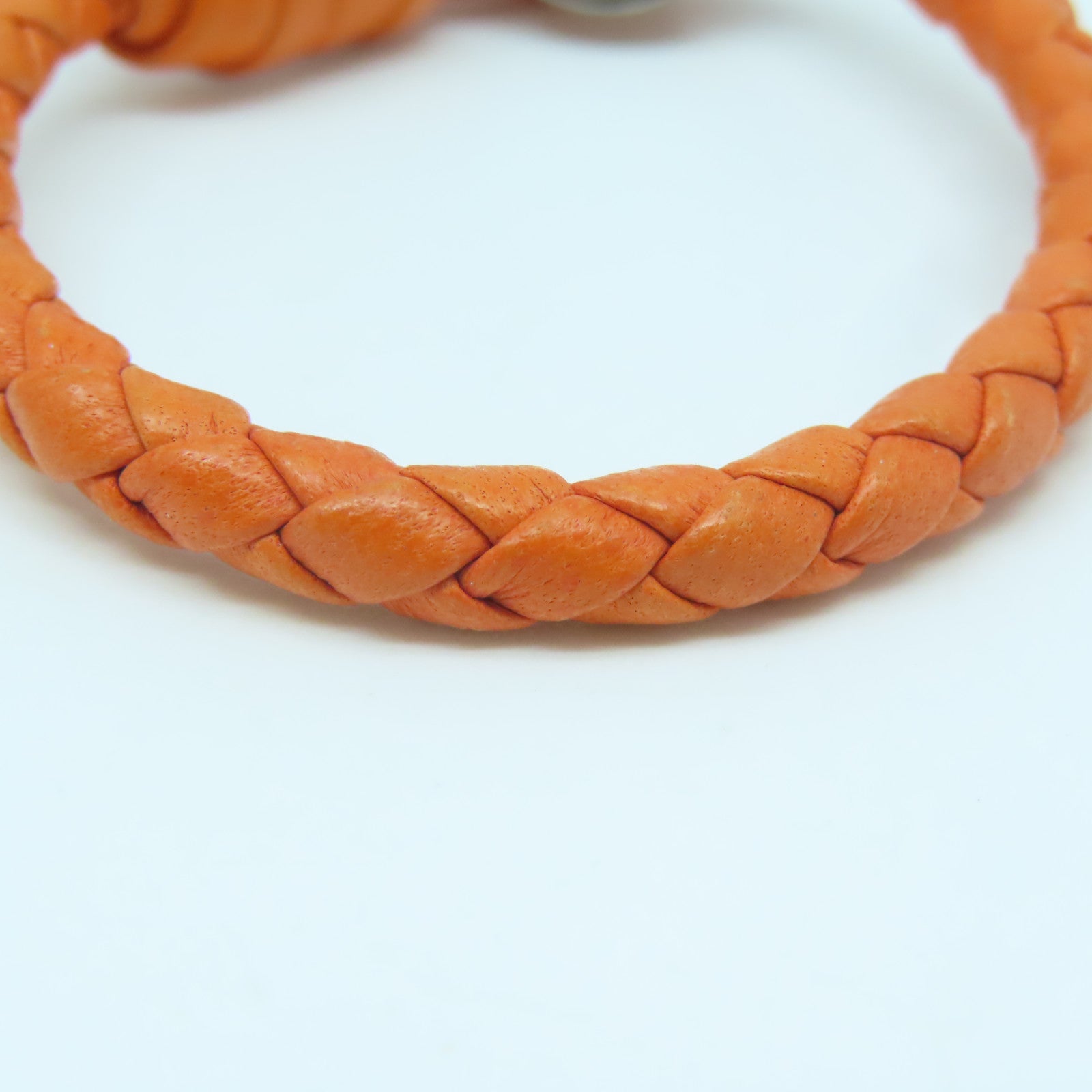 BOTTEGA VENETA 羊皮皮革/925純銀Bracelet銀扣手鏈橙色