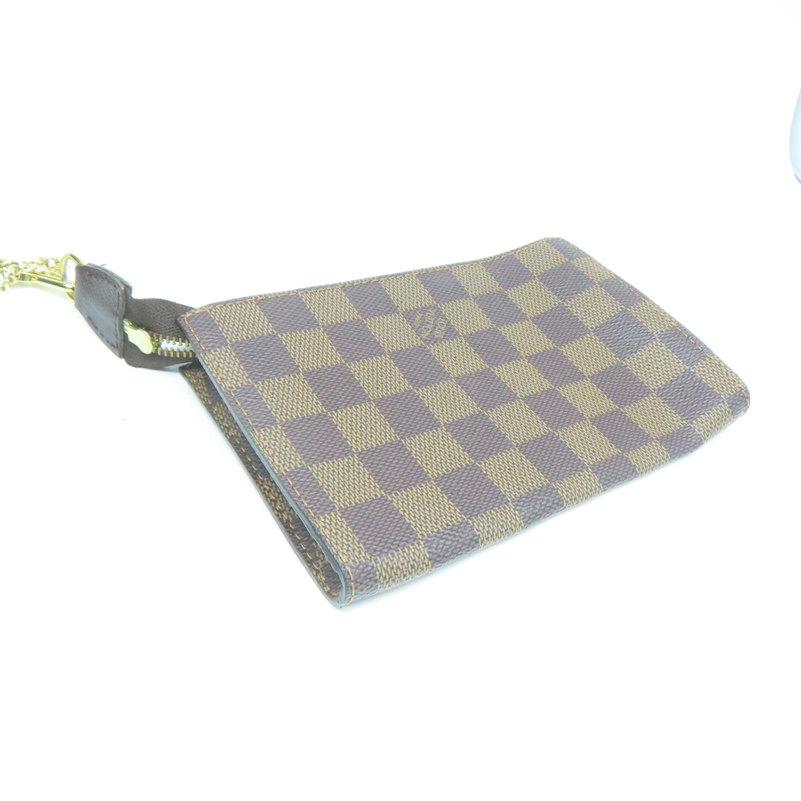 LOUIS VUITTON Damier Marais金扣手挽袋棕色