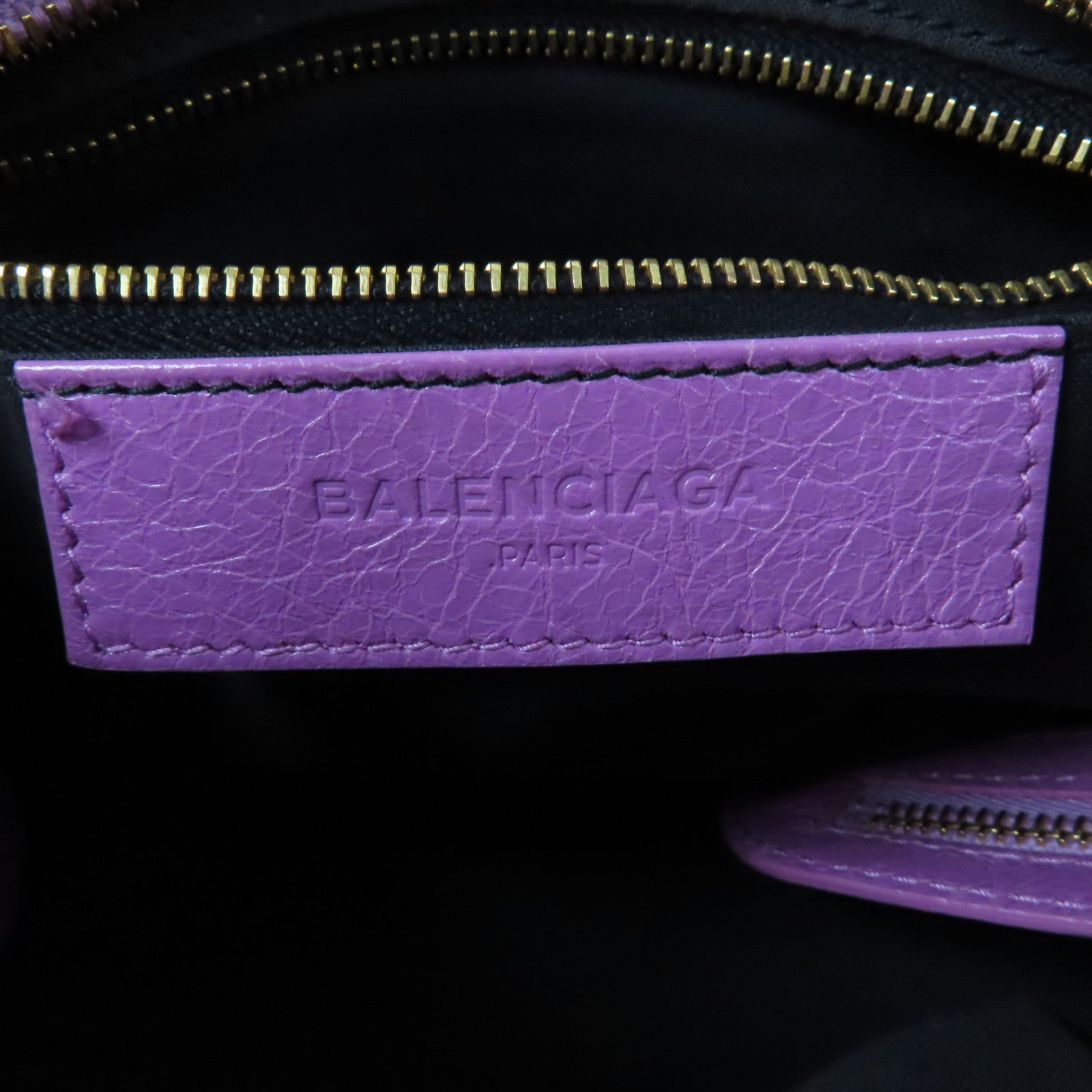 BALENCIAGA 菱格牛皮皮革Mini City金扣手挽肩背兩用袋紫色