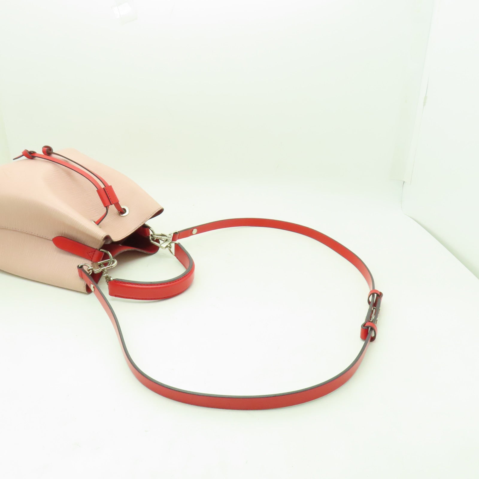 LOUIS VUITTON Epi NeoNoe BB銀扣手挽肩背兩用袋粉紅色/紅色
