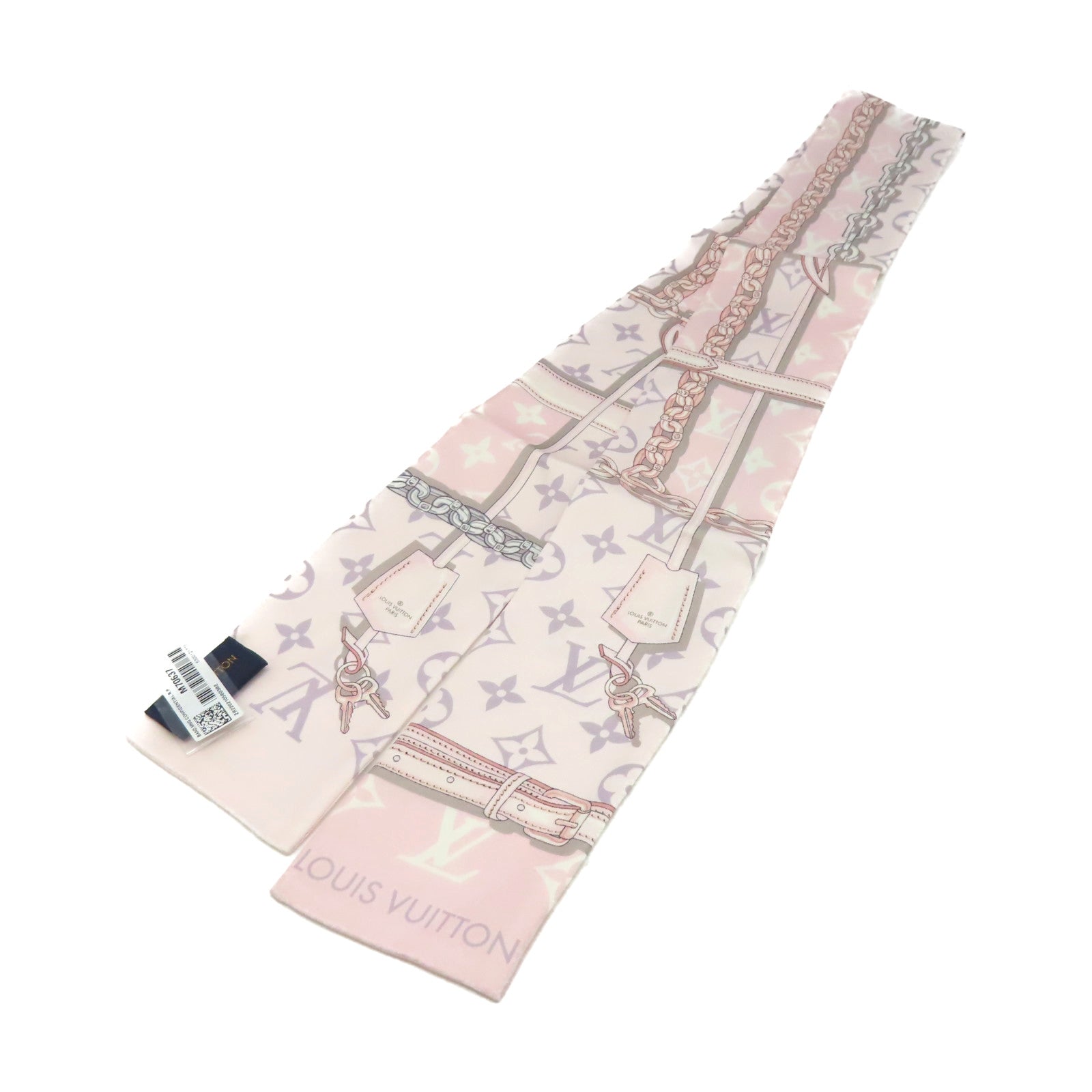 LOUIS VUITTON 絲質Monogram Confidential Scarf絲巾粉紅色/灰色/彩色