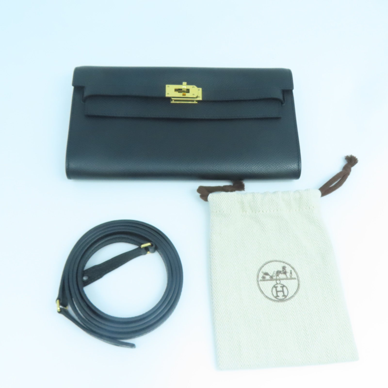 HERMES Epsom皮革Kelly To Go金扣肩背袋黑色