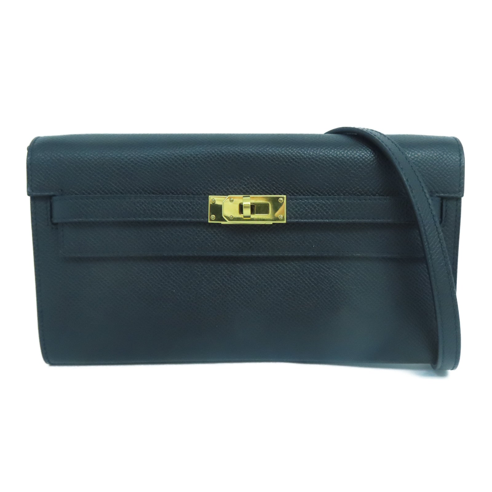 HERMES Epsom皮革Kelly To Go金扣肩背袋黑色