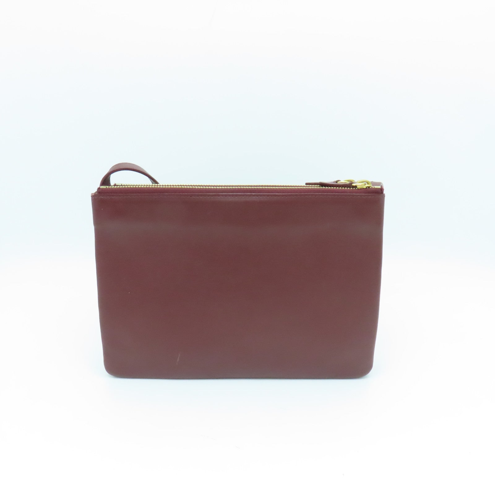 CELINE 羊皮皮革Trio金扣肩背袋酒紅色