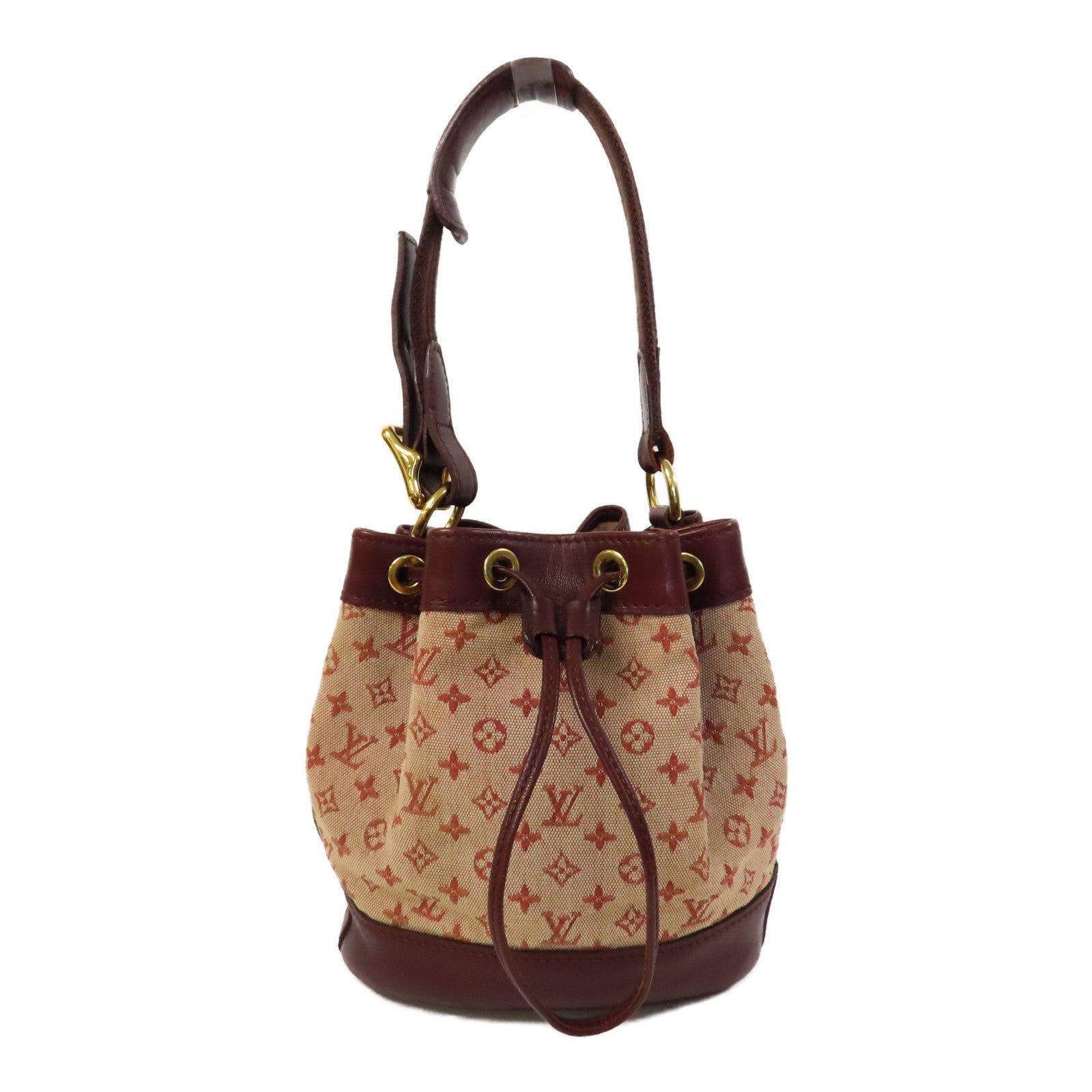 LOUIS VUITTON Monogram Mini Lin金扣Noelie肩背袋紅色