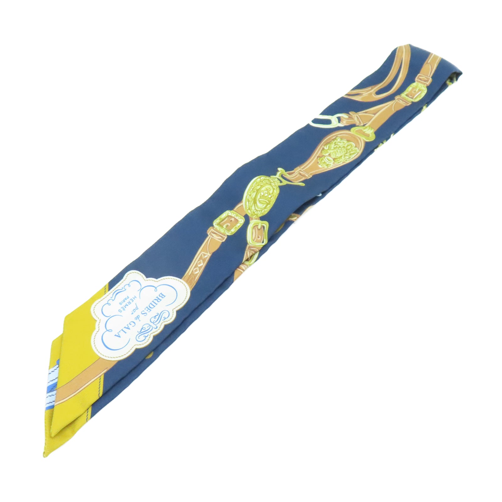 HERMES 絲質Twilly絲巾藍色