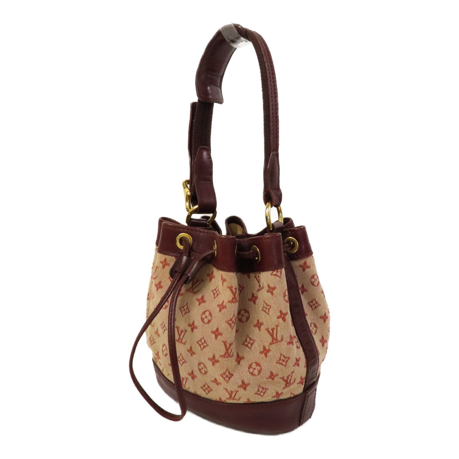 LOUIS VUITTON Monogram Mini Lin金扣Noelie肩背袋紅色