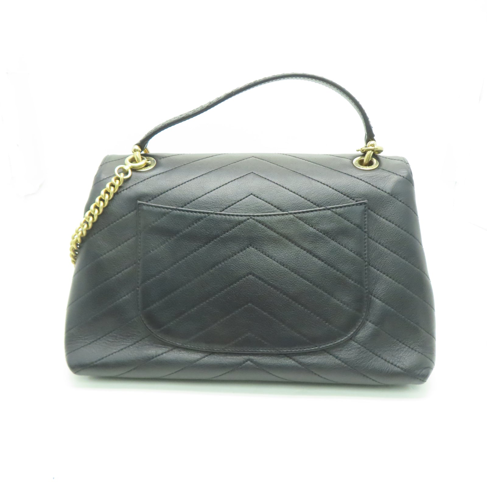 CHANEL 斜纹牛皮皮革/蛇皮皮革2 Way Shoulder Bag金扣链带肩背袋黑色