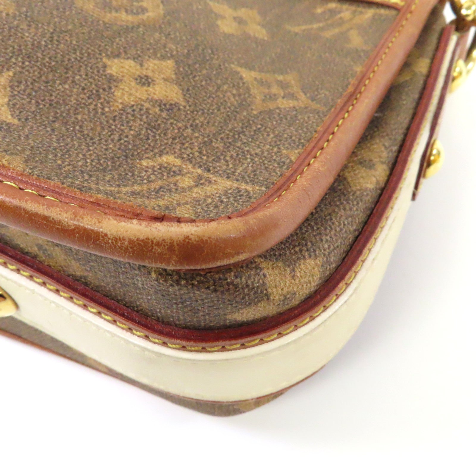 LOUIS VUITTON Monogram Tissue Rayures金扣肩背袋啡色/紅色/白色