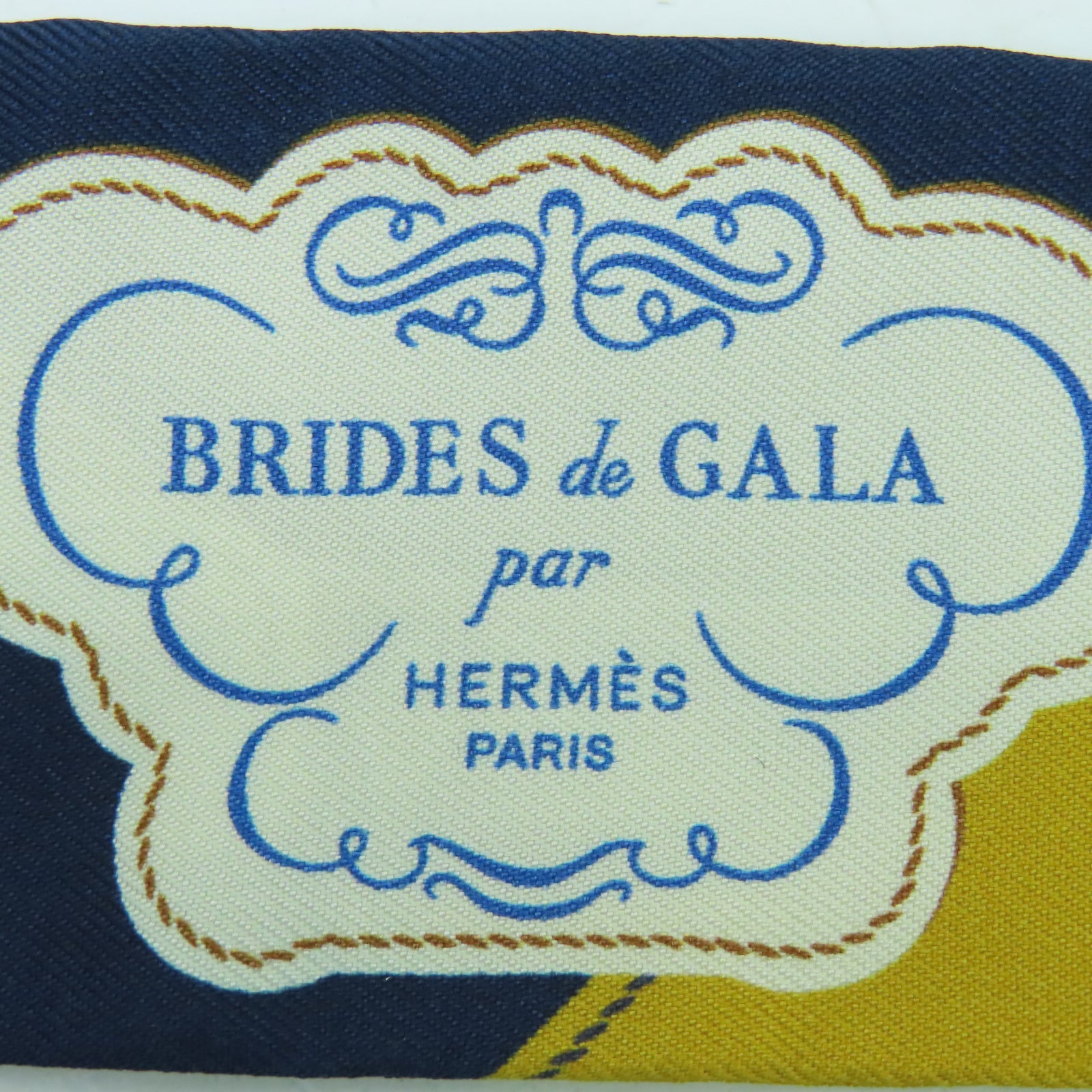 HERMES 絲質Twilly絲巾藍色