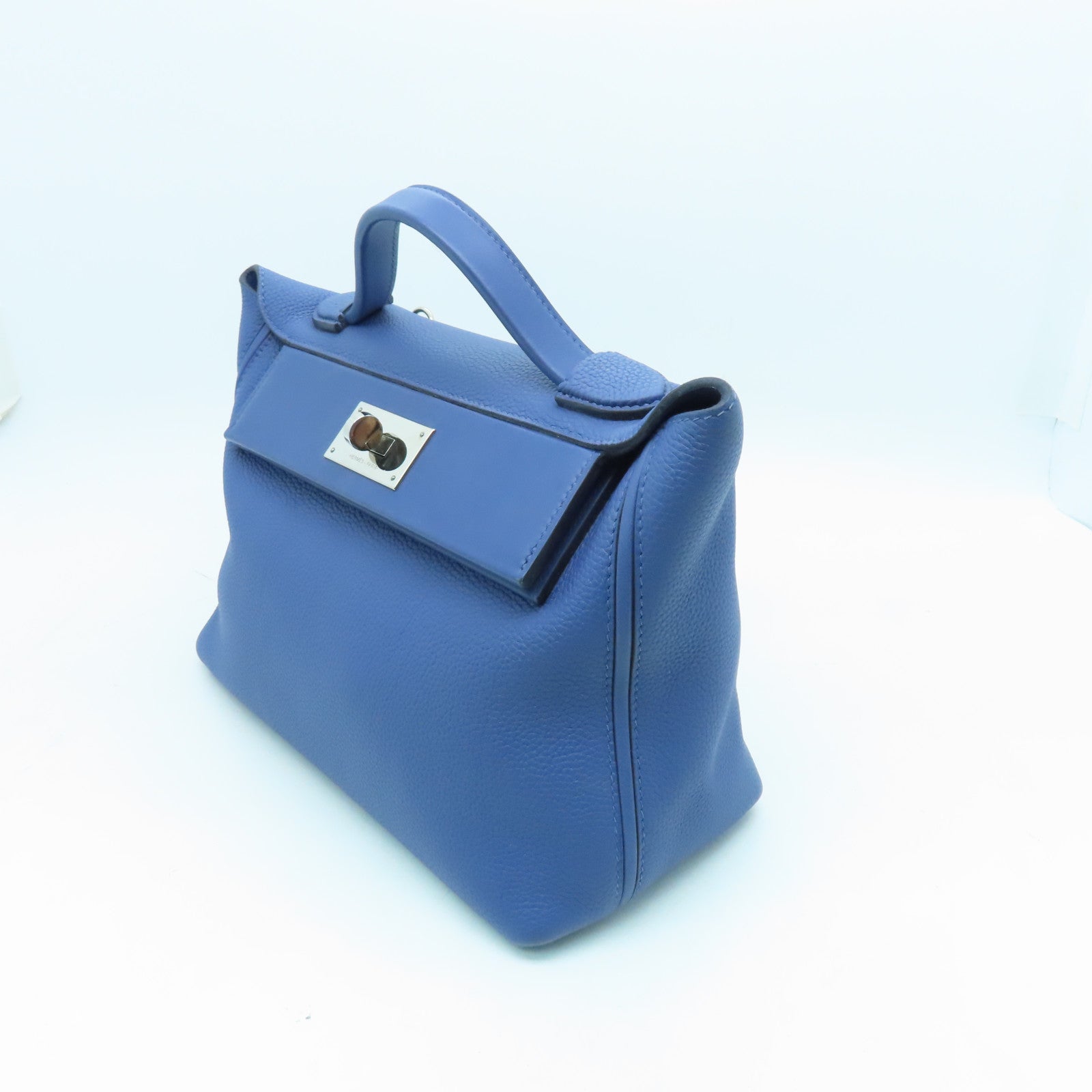 HERMES Togo皮革24/24 29cm银扣手挽肩背两用袋Blue Encre/蓝色