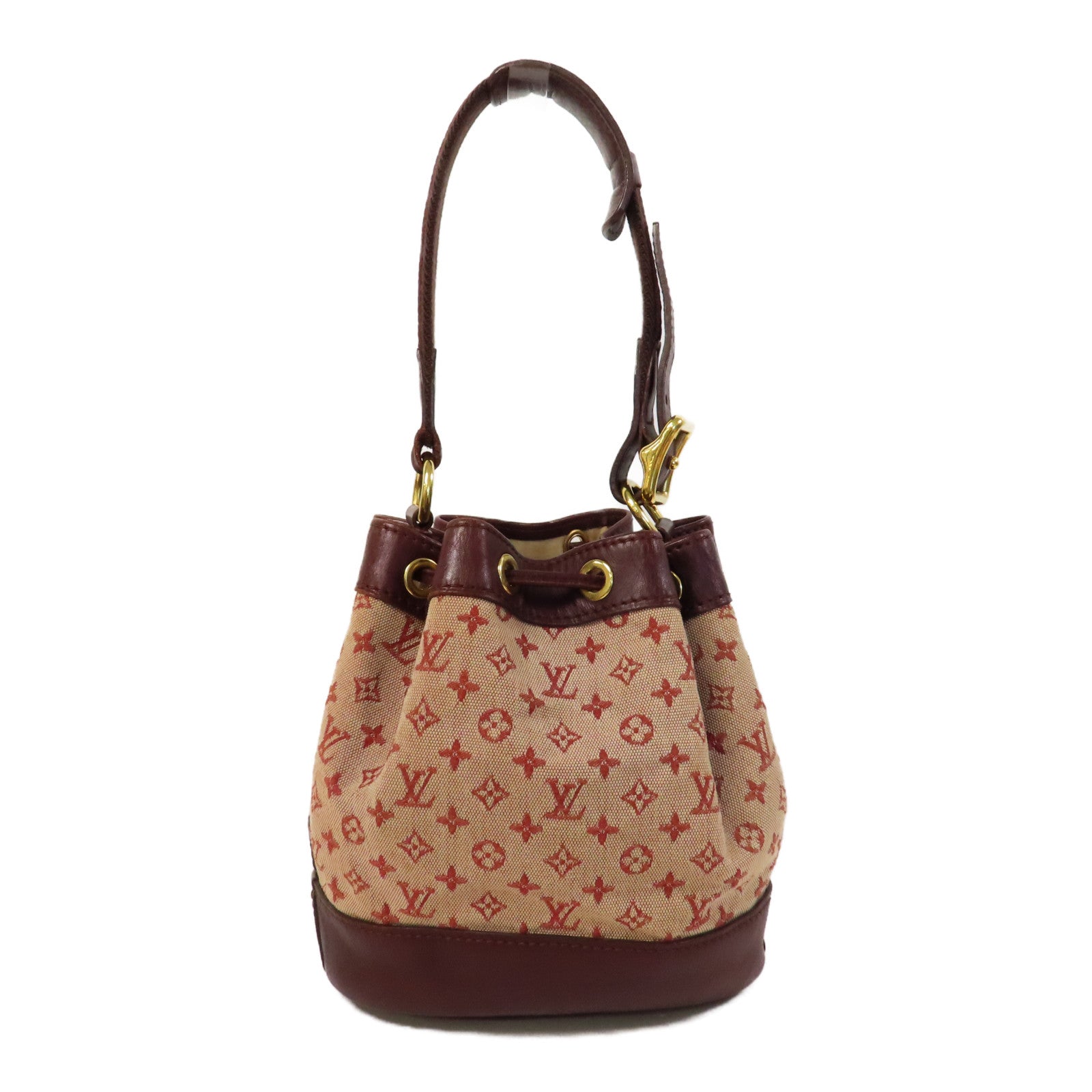 LOUIS VUITTON Monogram Mini Lin金扣Noelie肩背袋紅色