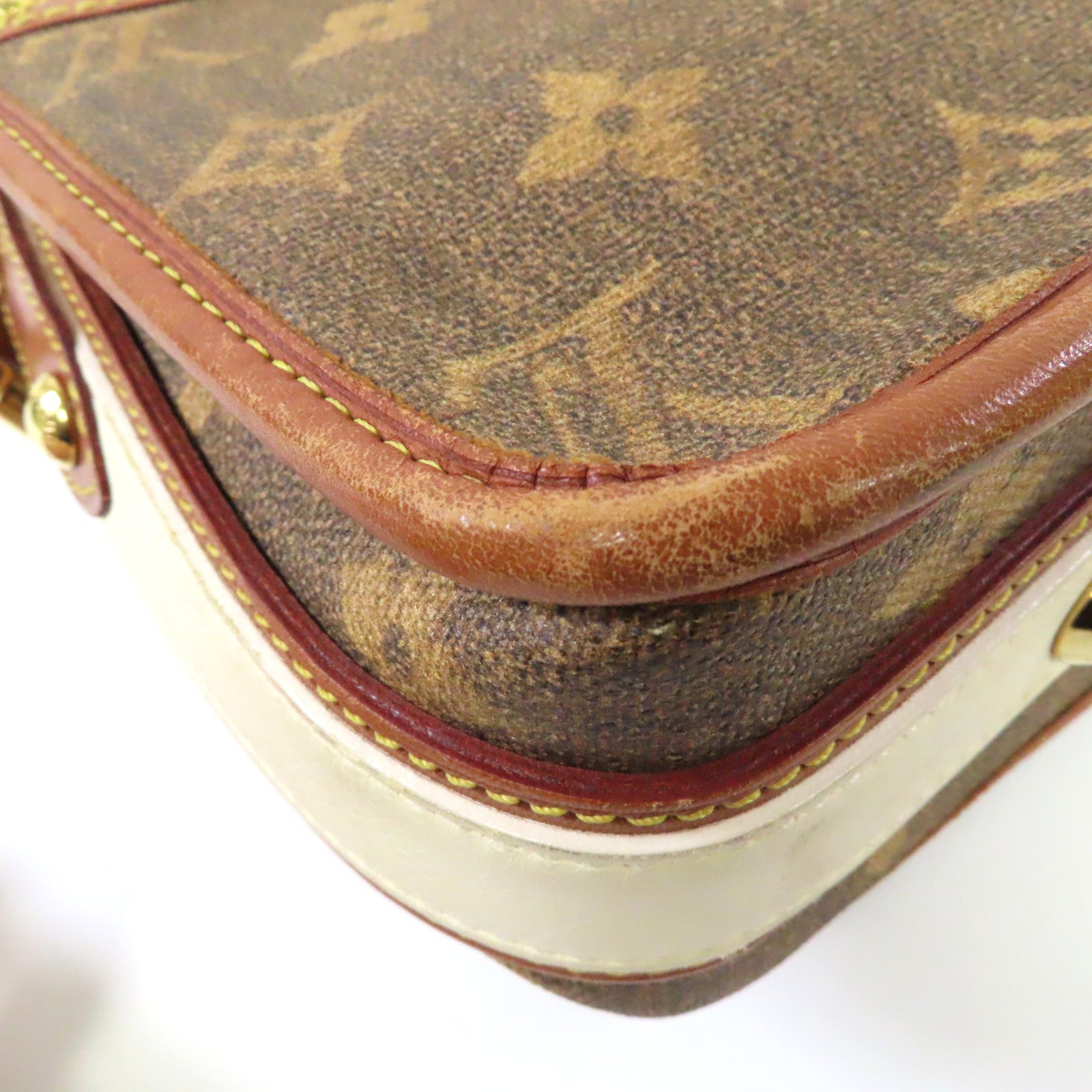 LOUIS VUITTON Monogram Tissue Rayures金扣肩背袋啡色/紅色/白色