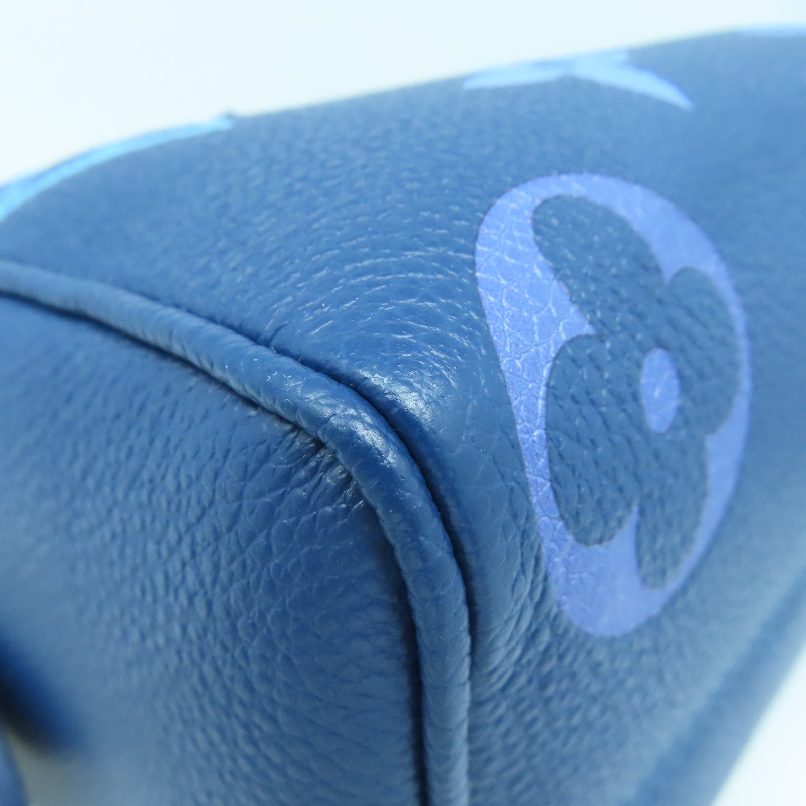 LOUIS VUITTON Monogram Empreinte Speedy Bandouliere 20金扣手挽肩背兩用袋藍色