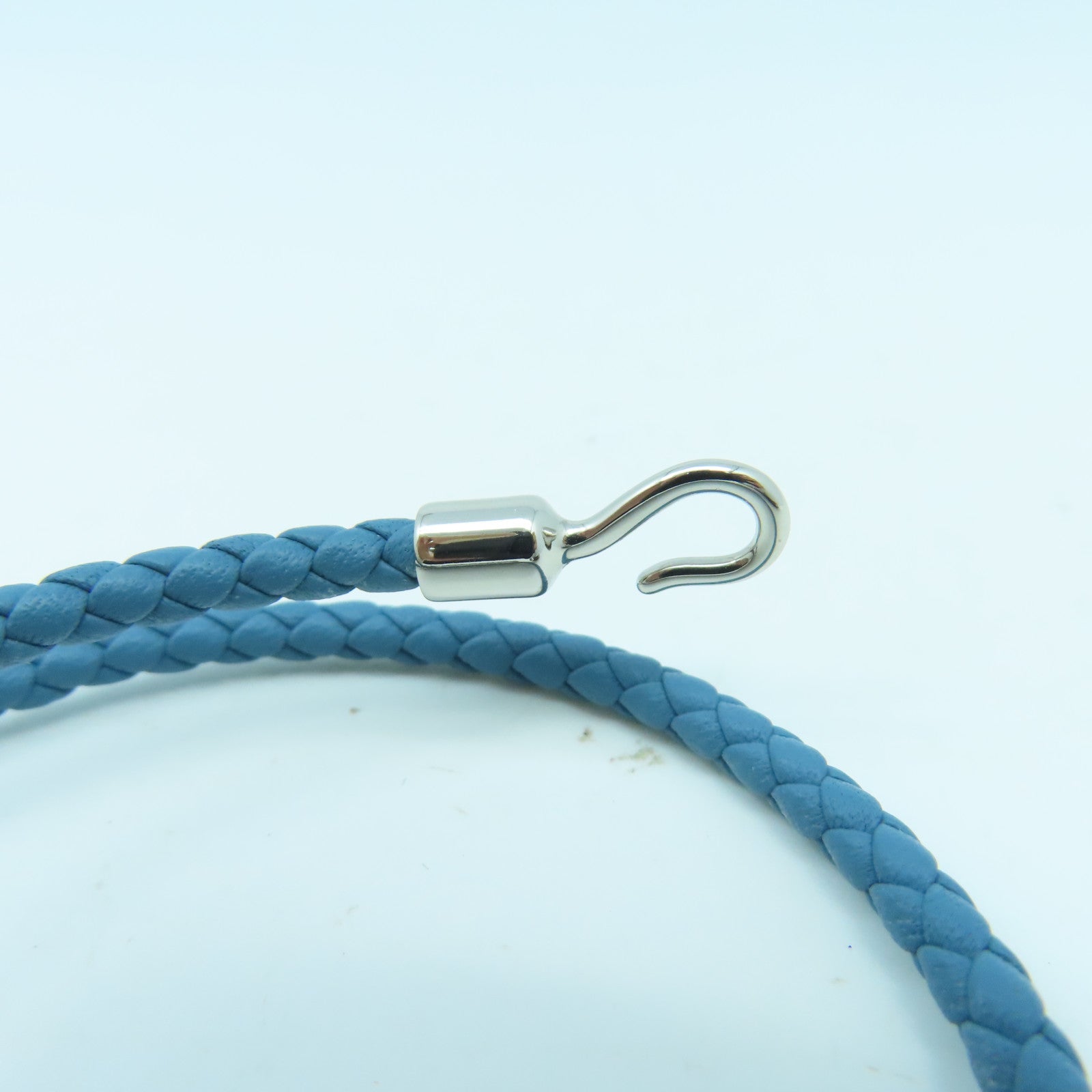 HERMES Swift皮革Roulis Double Tour Bracelet銀扣手鏈藍色