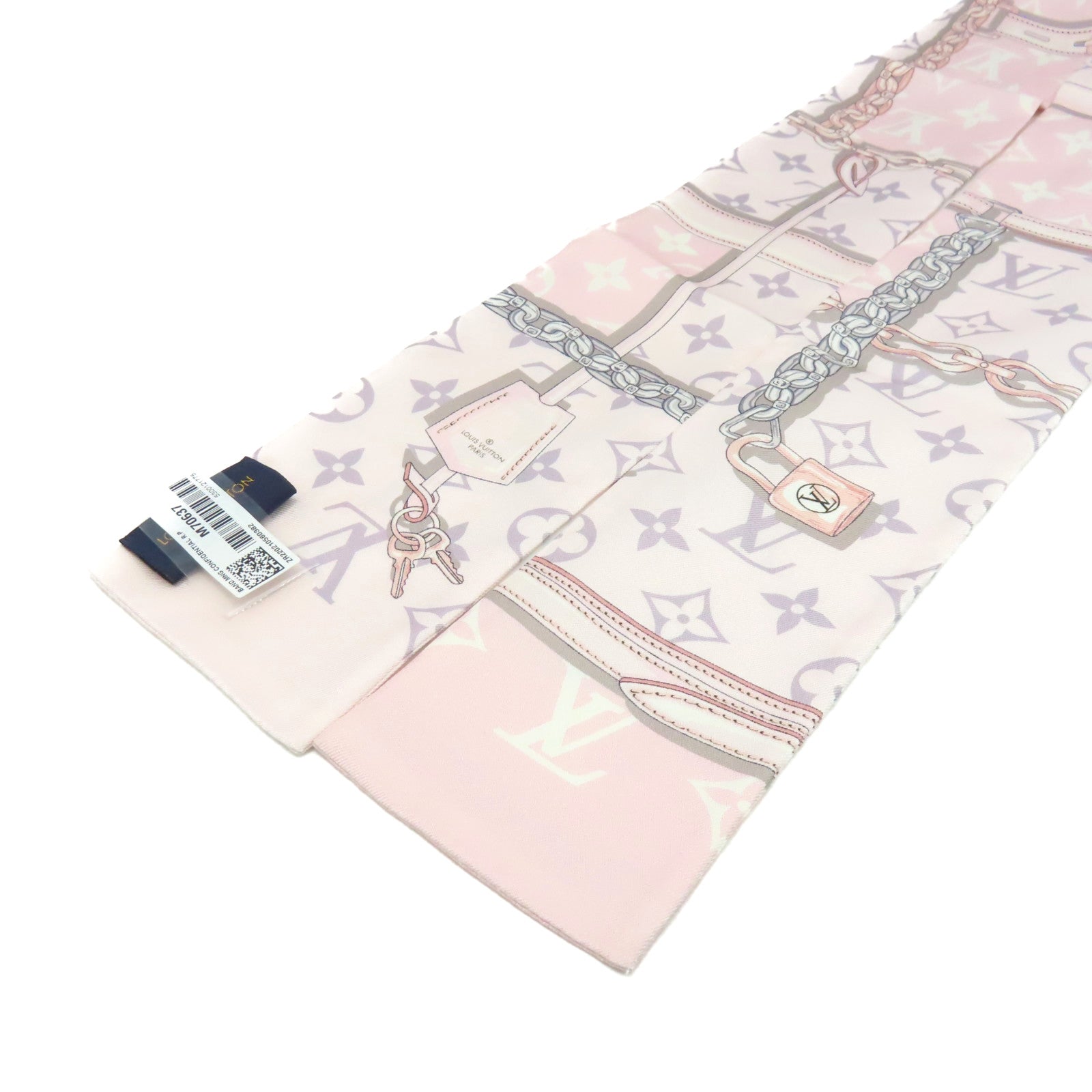 LOUIS VUITTON 絲質Monogram Confidential Scarf絲巾粉紅色/灰色/彩色