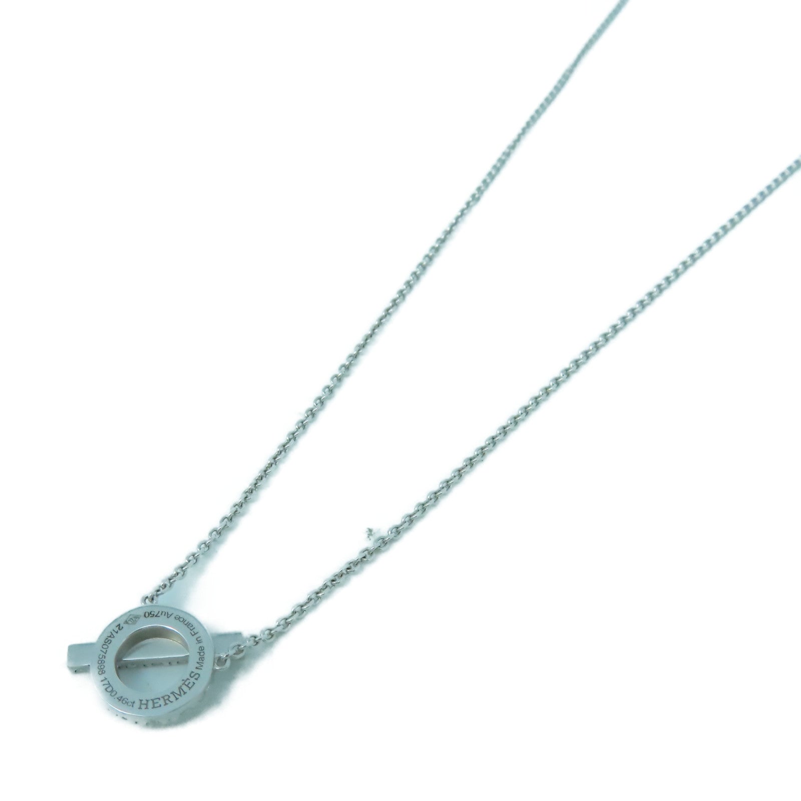 HERMES 18K白金Finesse Pendant 0.46ct鑽石項鍊