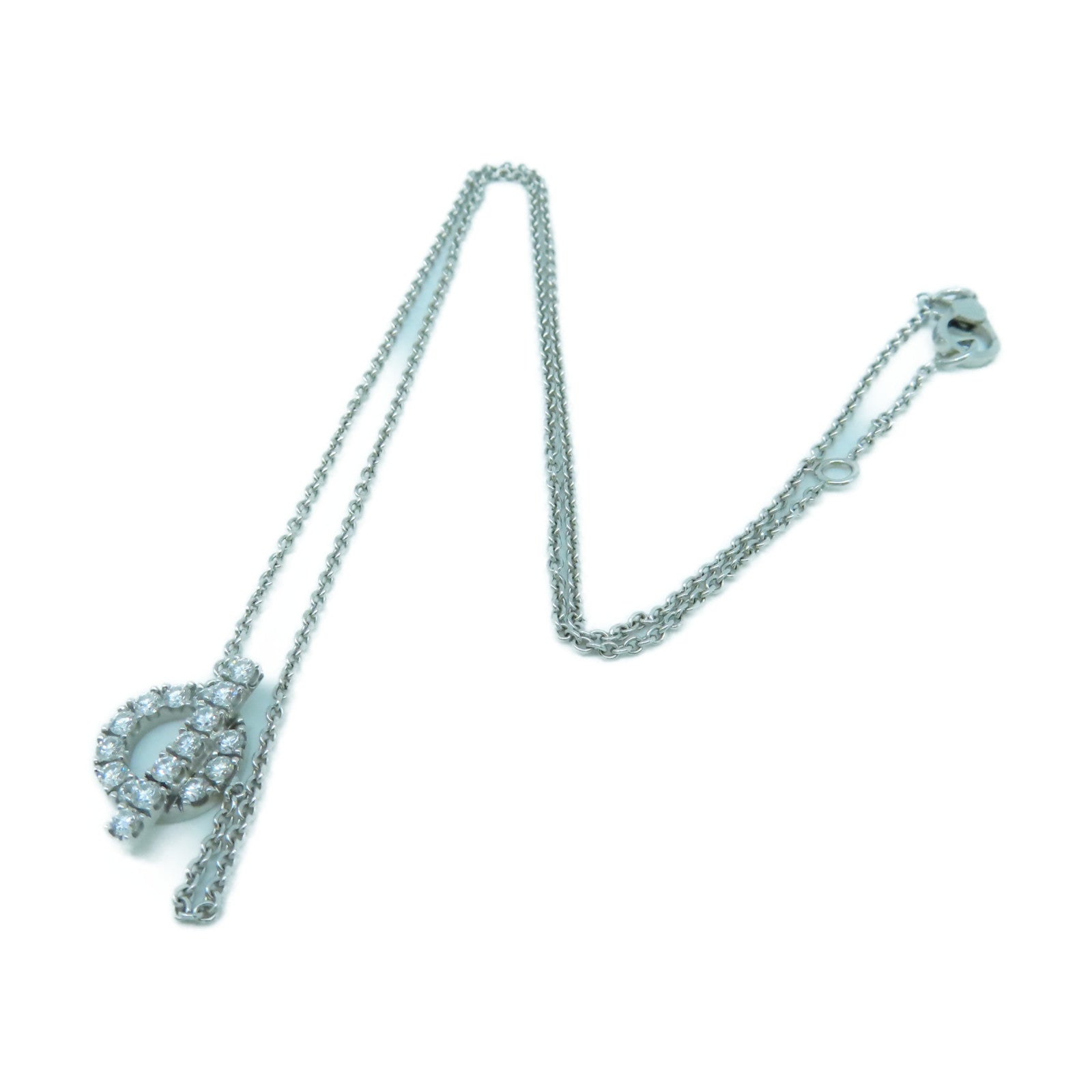 HERMES 18K白金Finesse Pendant 0.46ct鑽石項鍊