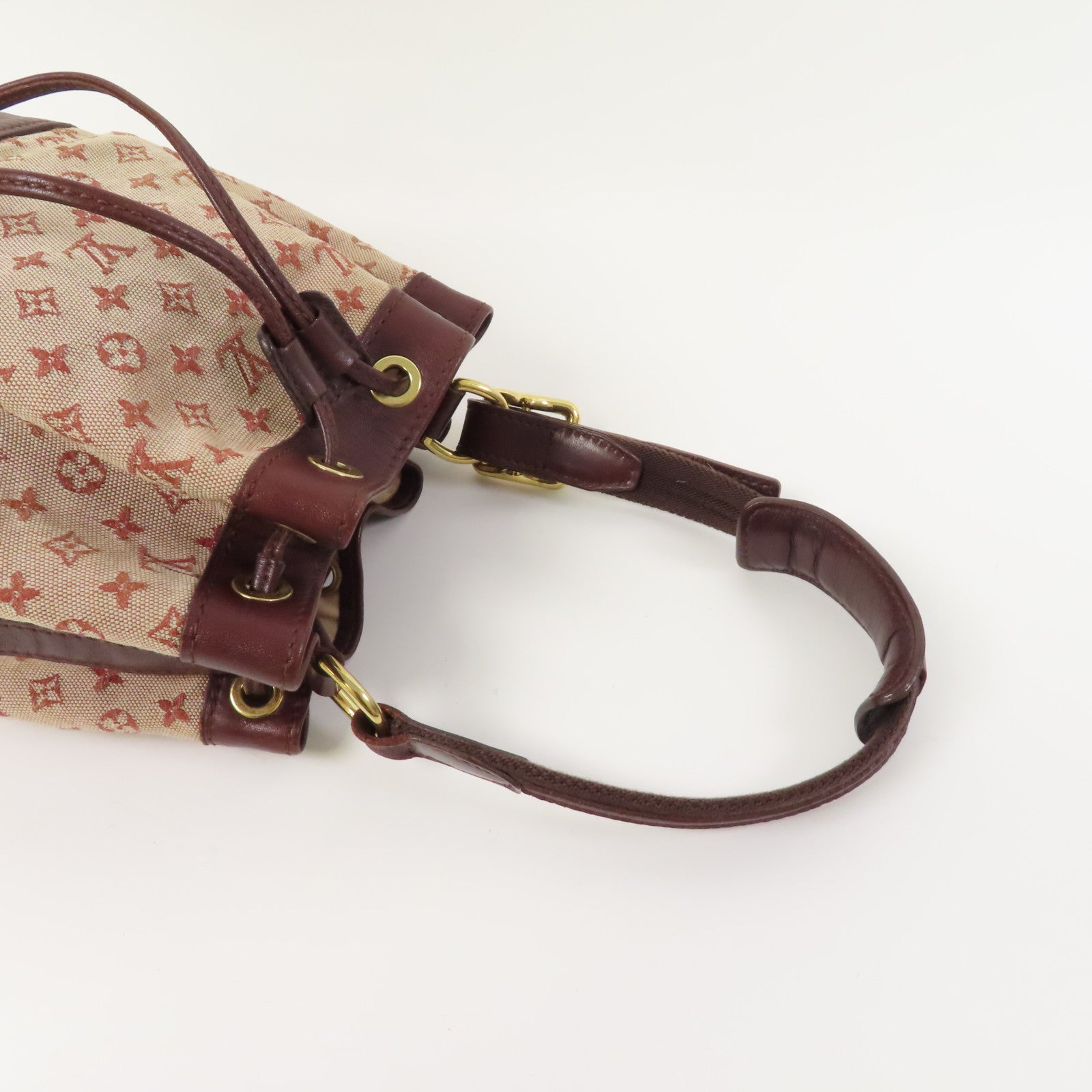 LOUIS VUITTON Monogram Mini Lin金扣Noelie肩背袋紅色
