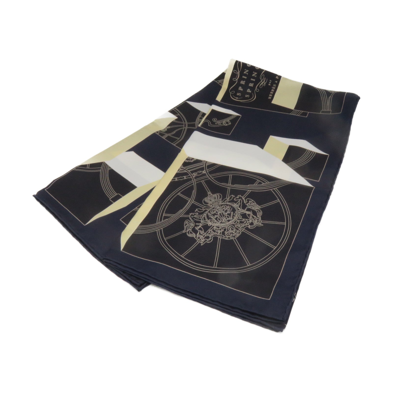 HERMES 丝质Scarf 90X90丝巾黑色/金色/宝蓝色/白色