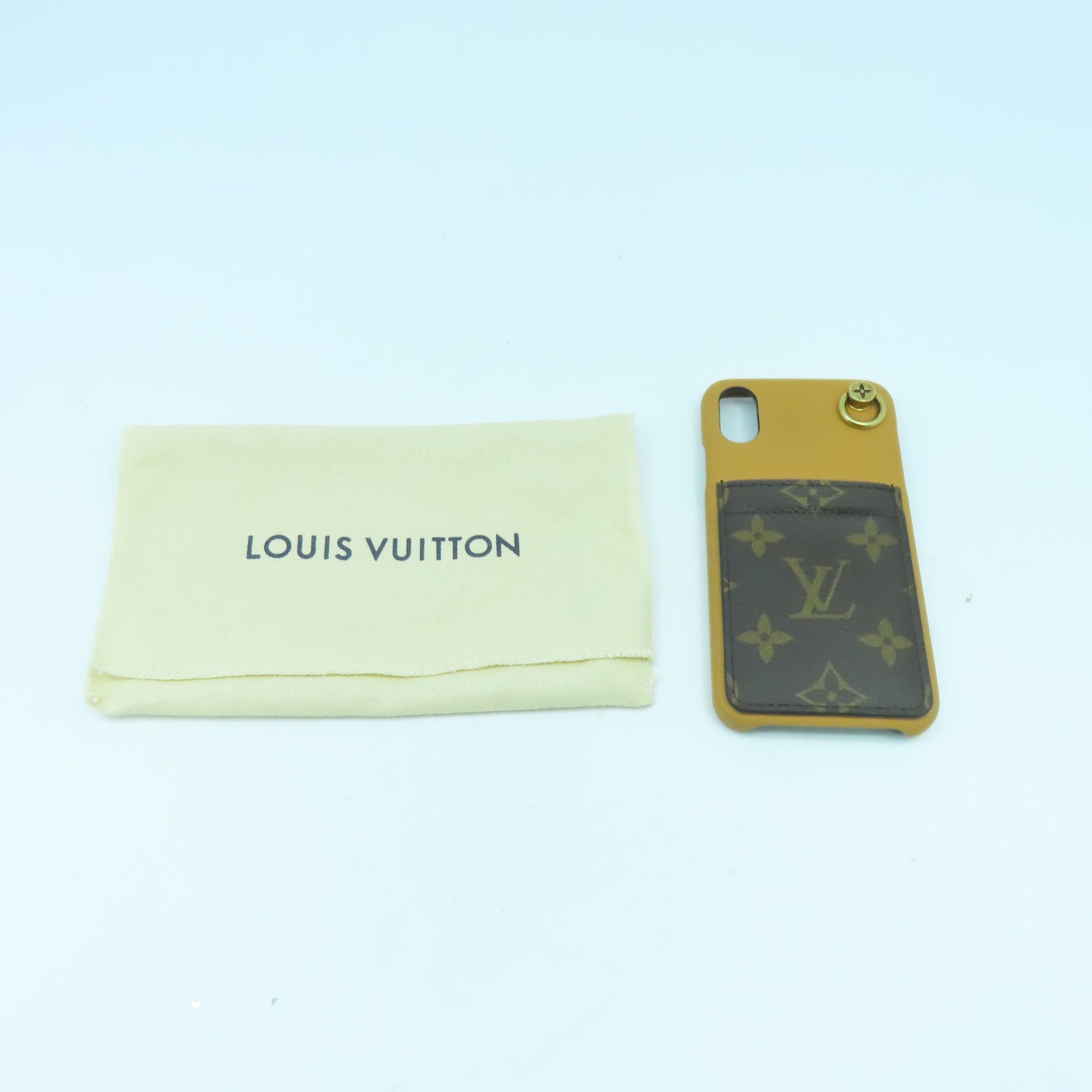 LOUIS VUITTON Monogram/皮革Phone Case金扣手機袋啡色