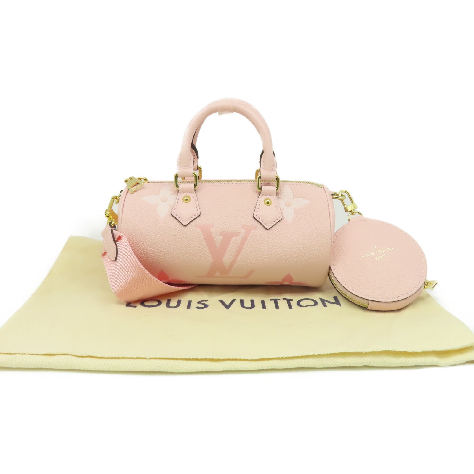 LOUIS VUITTON Monogram Empreinte Papillon BB 2Way Shoulder Bag手挽肩背兩用袋粉紅色