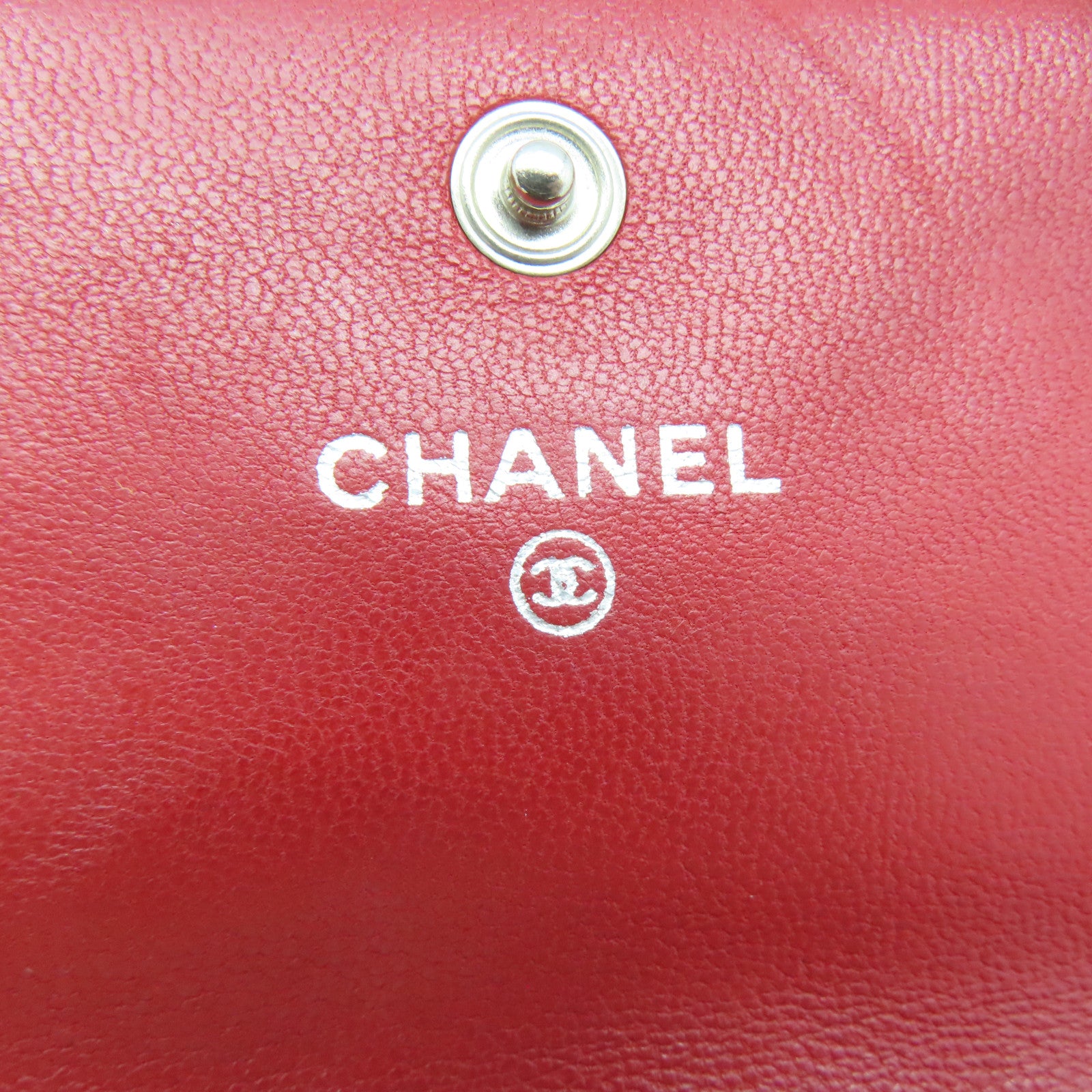 CHANEL 菱格牛皮皮革Wallet銀扣長錢包紅色