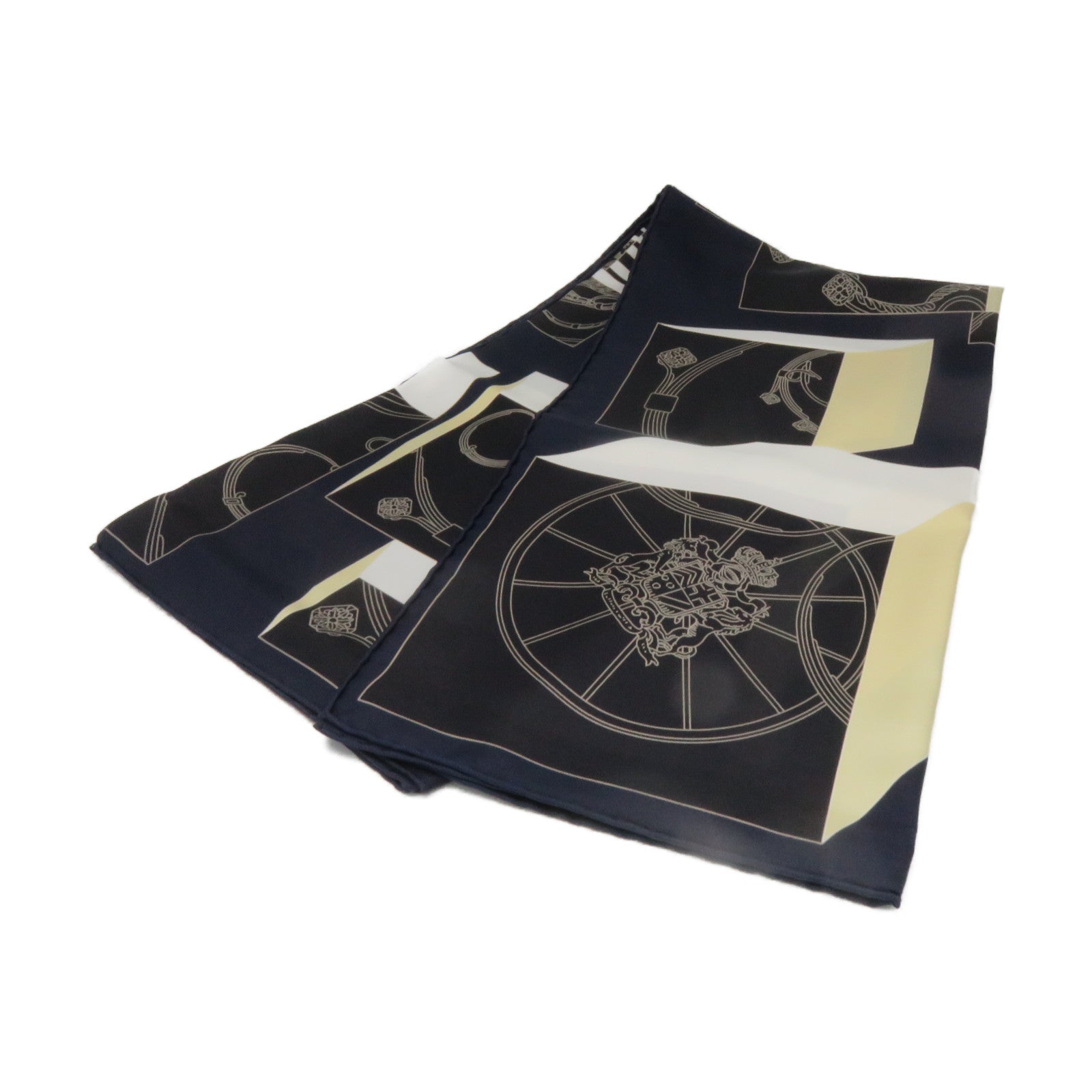HERMES 丝质Scarf 90X90丝巾黑色/金色/宝蓝色/白色