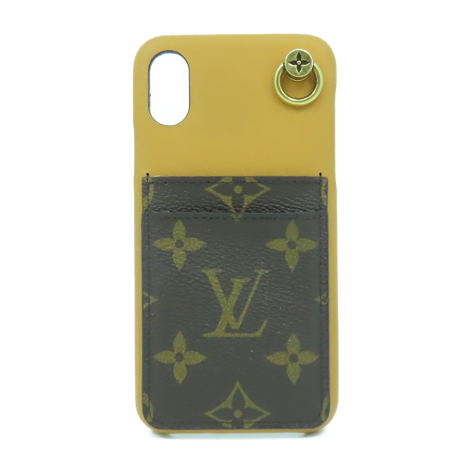 LOUIS VUITTON Monogram/皮革Phone Case金扣手機袋啡色