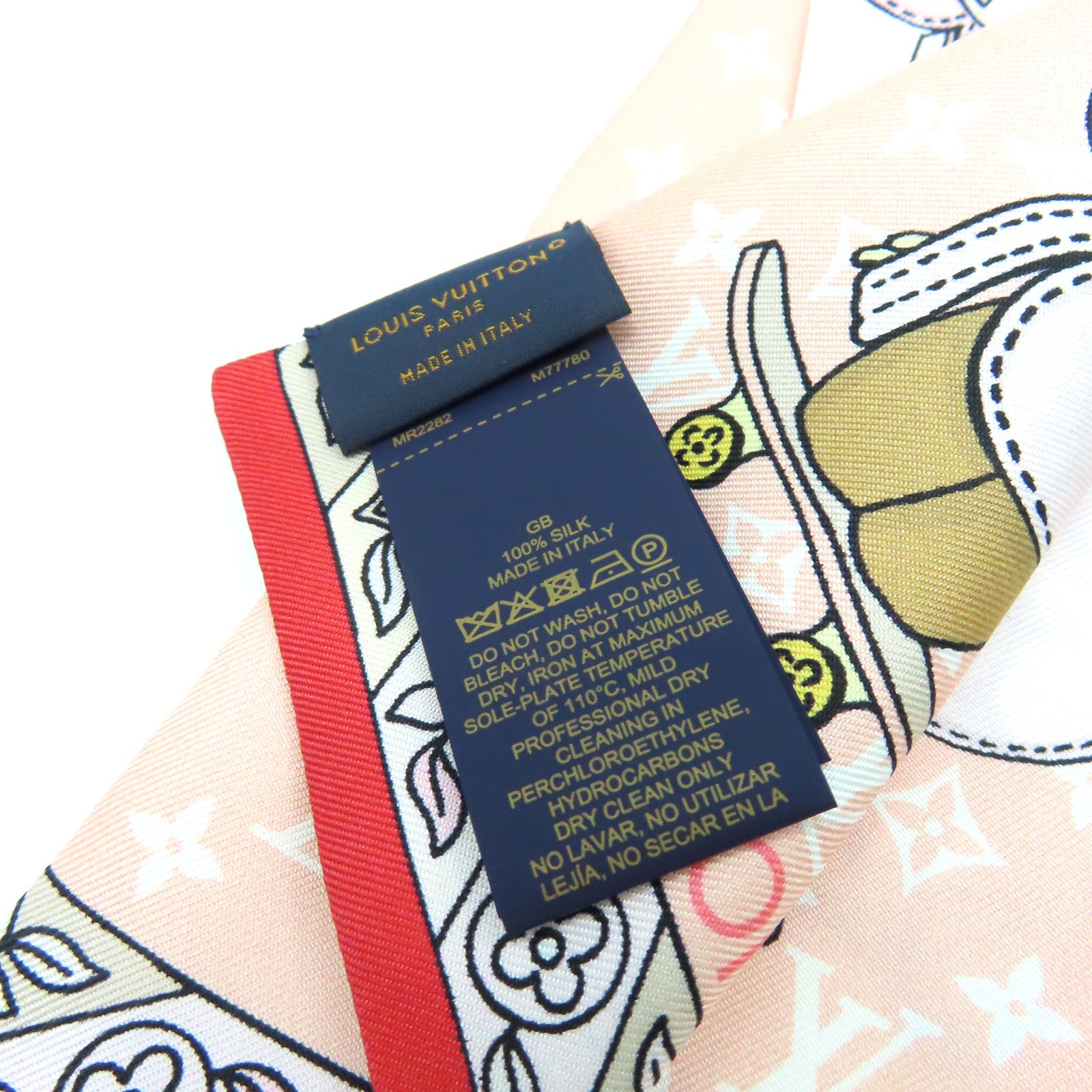 LOUIS VUITTON 絲質Hide and Seek Scarf絲巾粉紅色/米白色/彩色