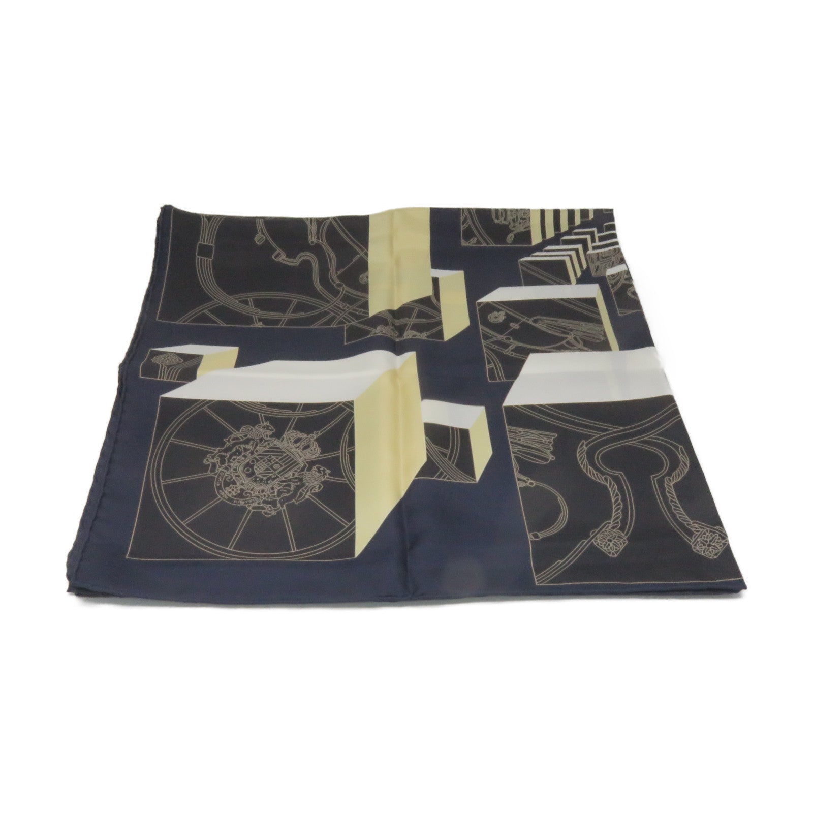 HERMES 丝质Scarf 90X90丝巾黑色/金色/宝蓝色/白色