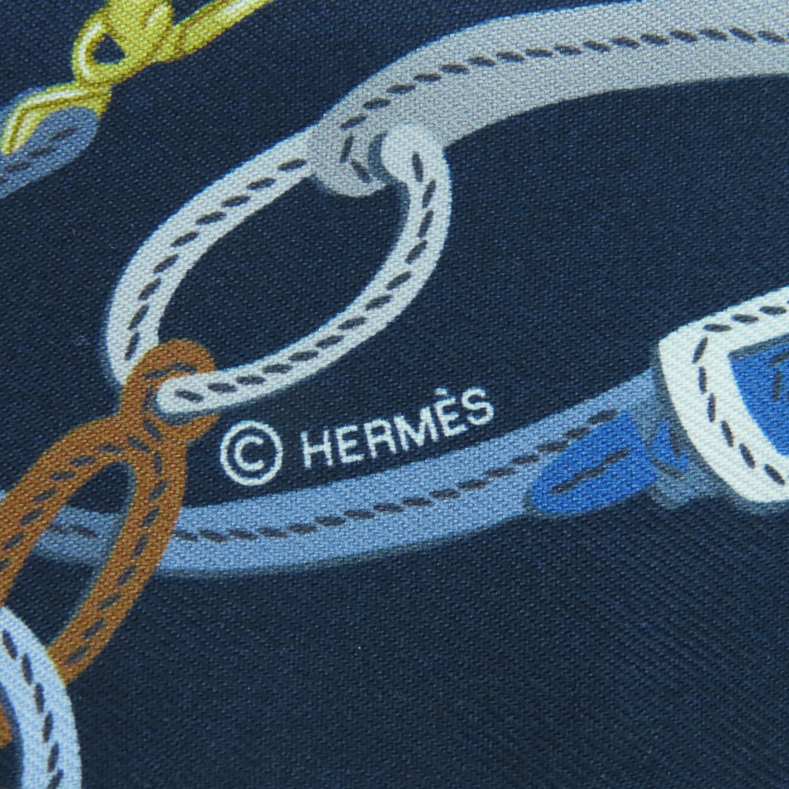 HERMES 絲質Twilly絲巾藍色