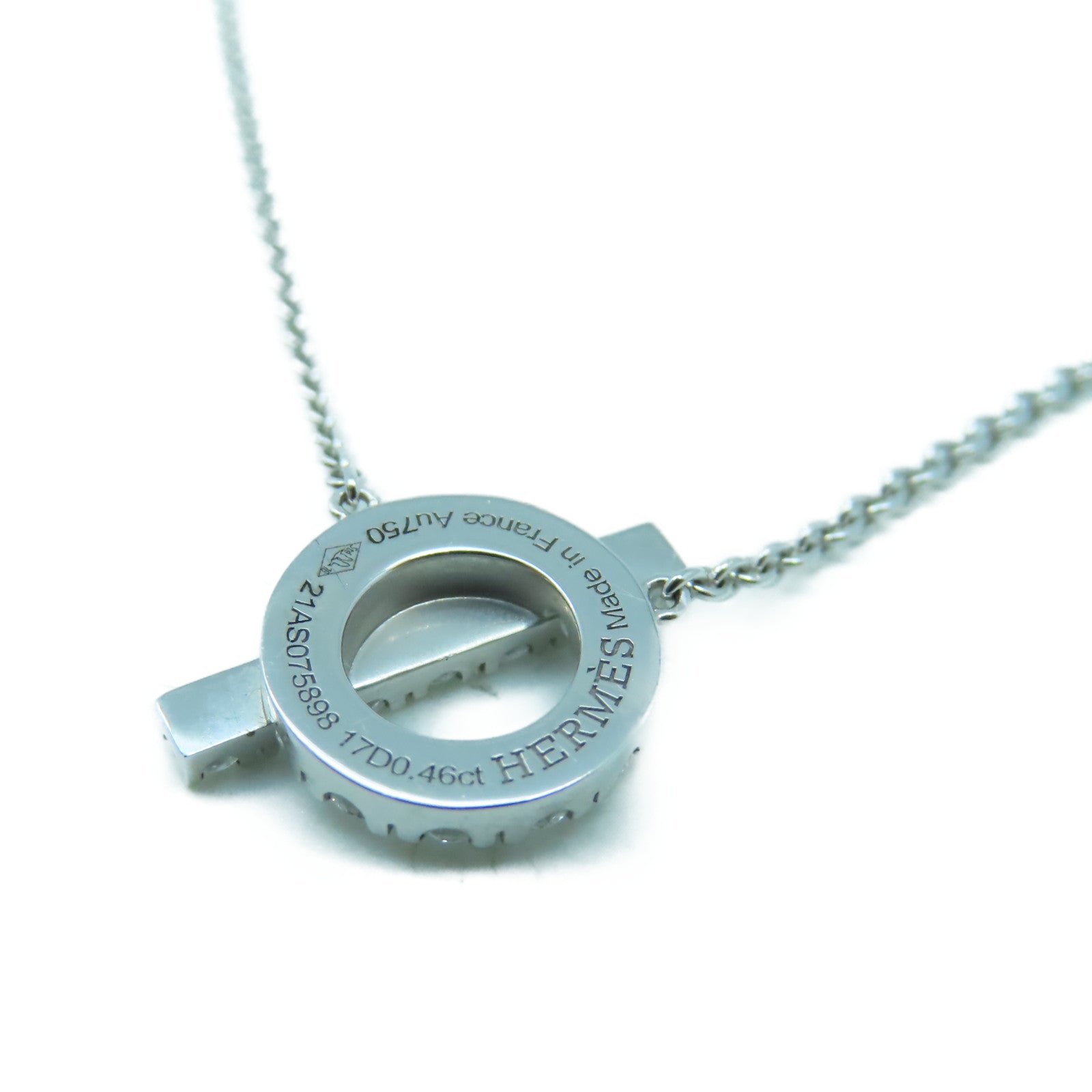 HERMES 18K白金Finesse Pendant 0.46ct鑽石項鍊