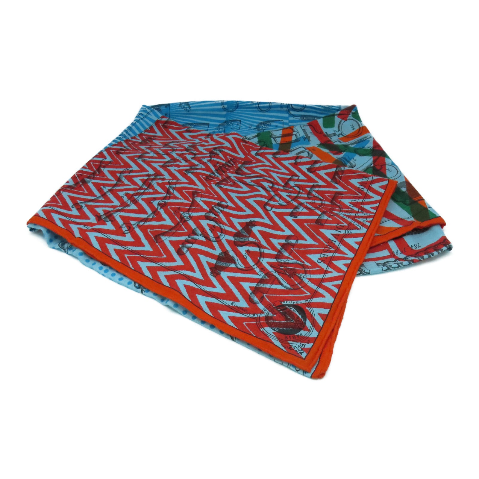 HERMES 【激減優惠】羊絨/絲質Scarf 140X140絲巾藍色/橙色