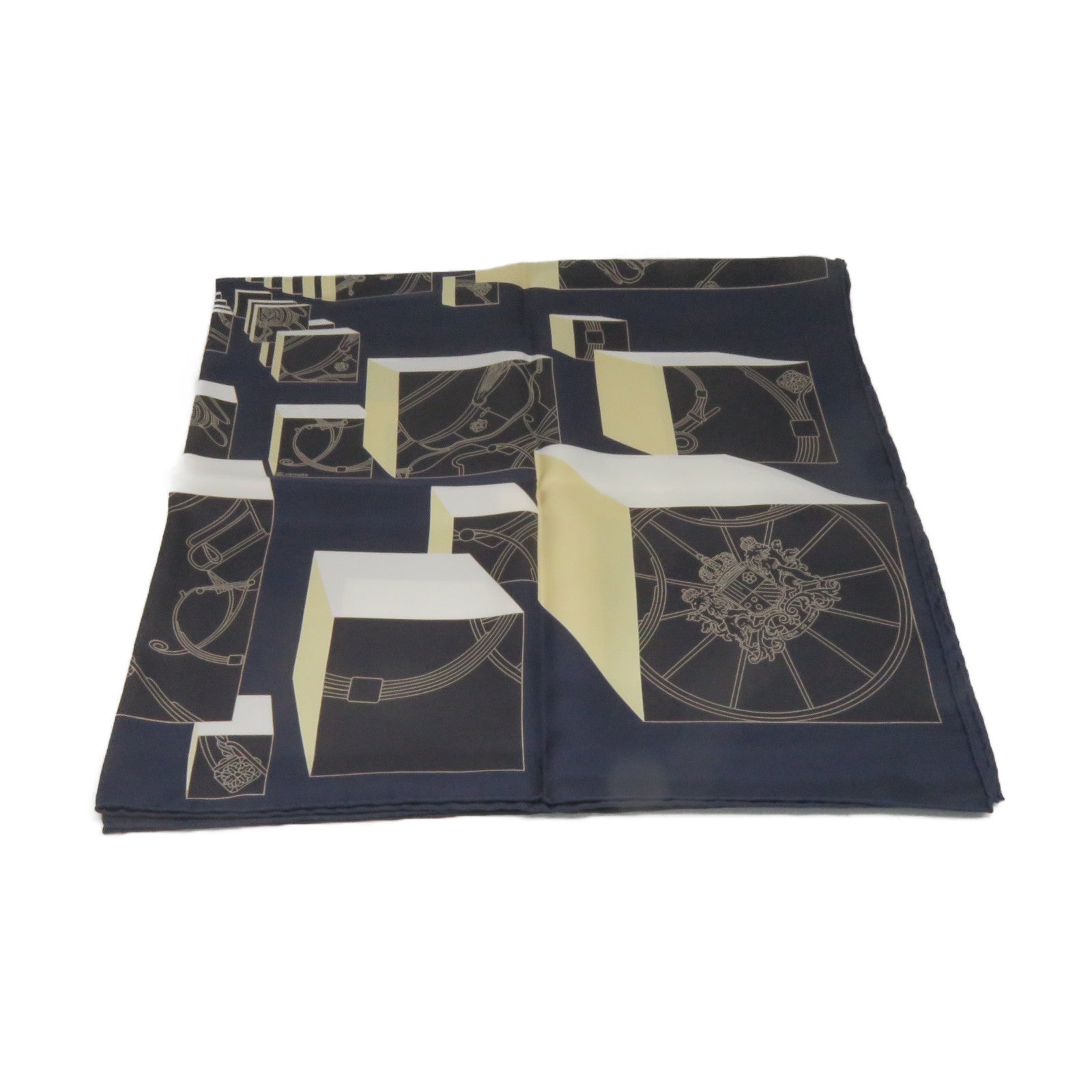 HERMES 丝质Scarf 90X90丝巾黑色/金色/宝蓝色/白色