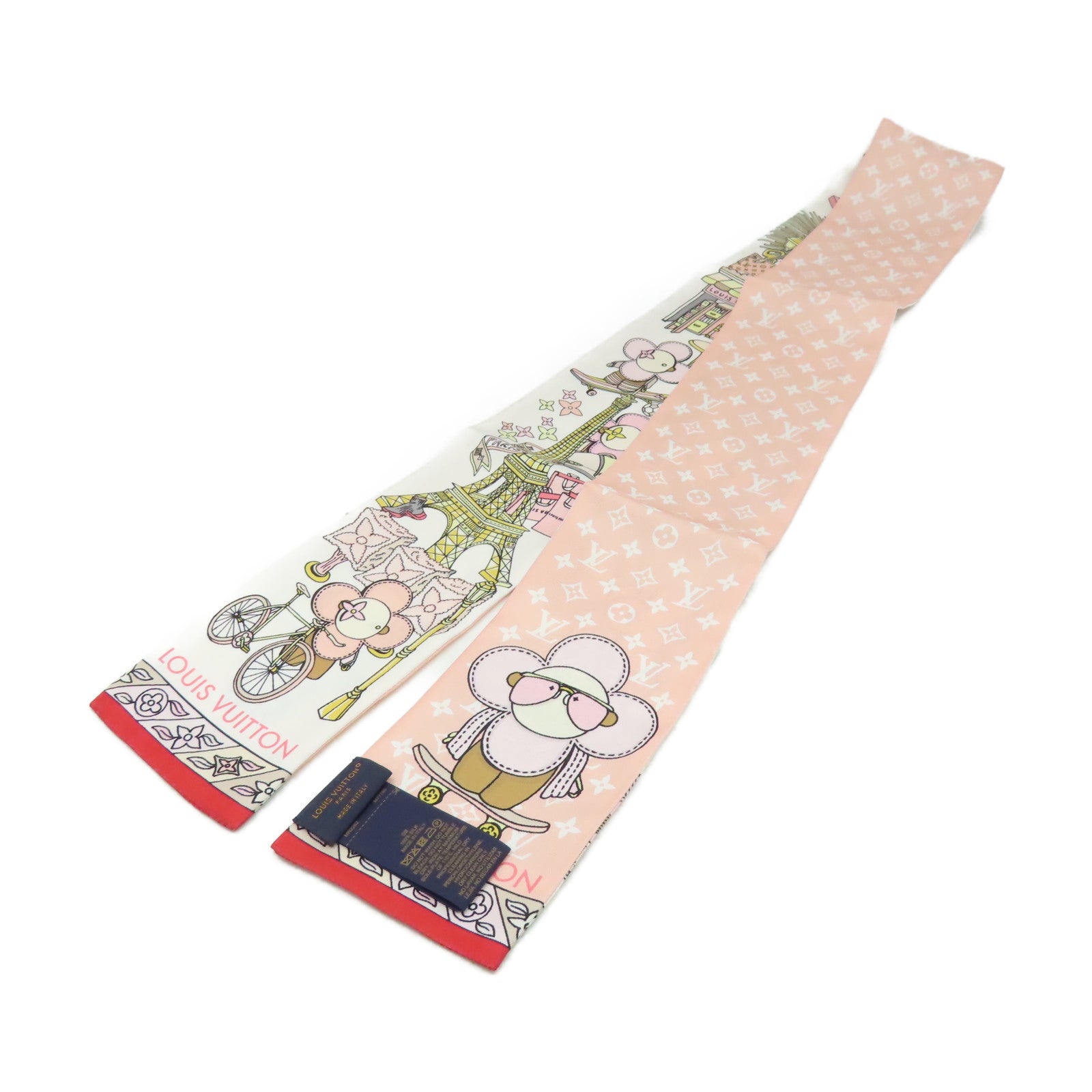 LOUIS VUITTON 絲質Hide and Seek Scarf絲巾粉紅色/米白色/彩色