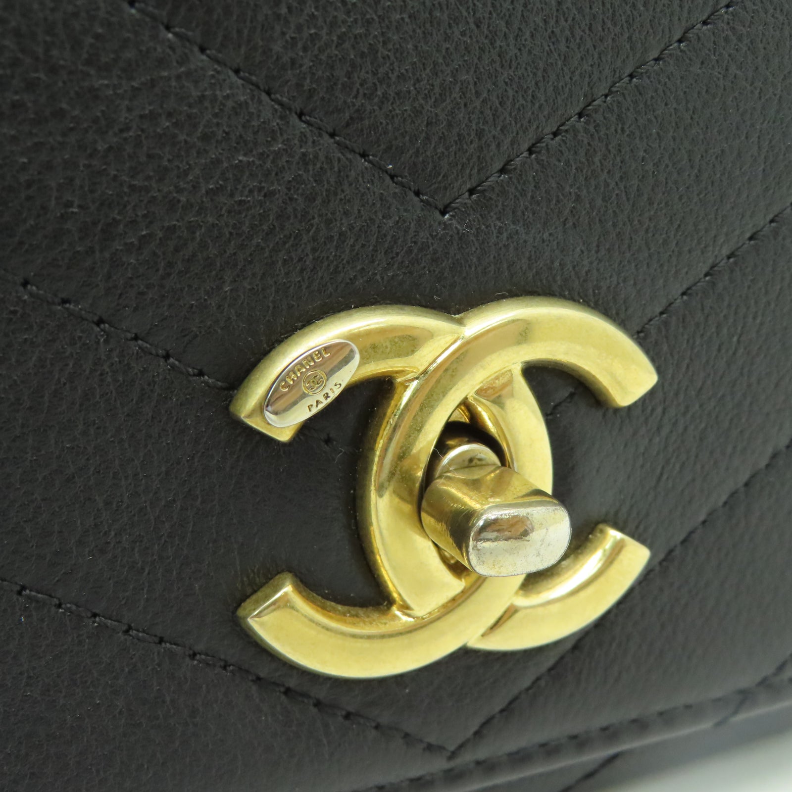 CHANEL 斜纹牛皮皮革/蛇皮皮革2 Way Shoulder Bag金扣链带肩背袋黑色